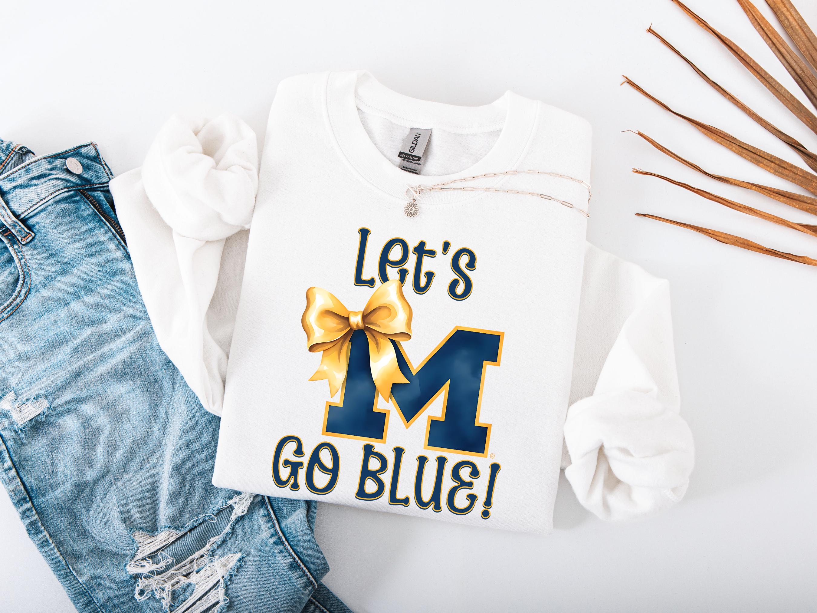 Michigan PNG: Let's Go Blue Bow Graphic (Digital Download)