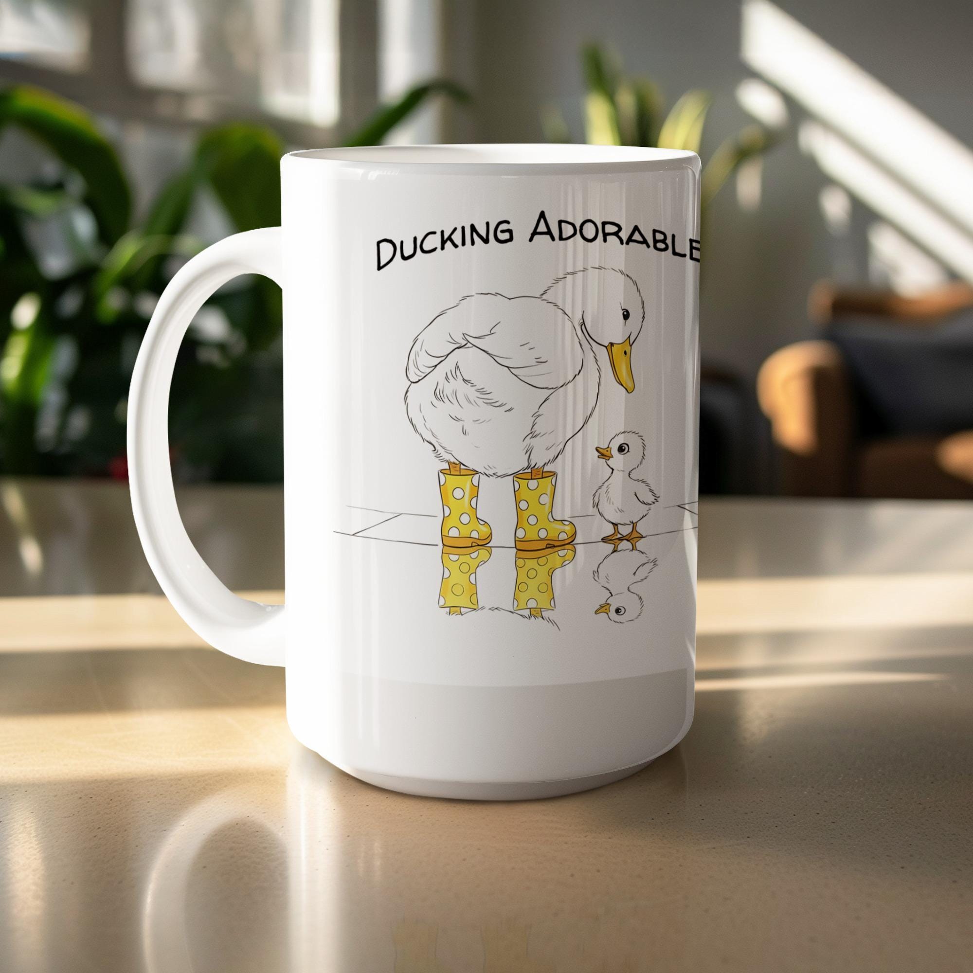 Ducking Adorable Mug: Mama Duck with Boots, Duck Lover Gift