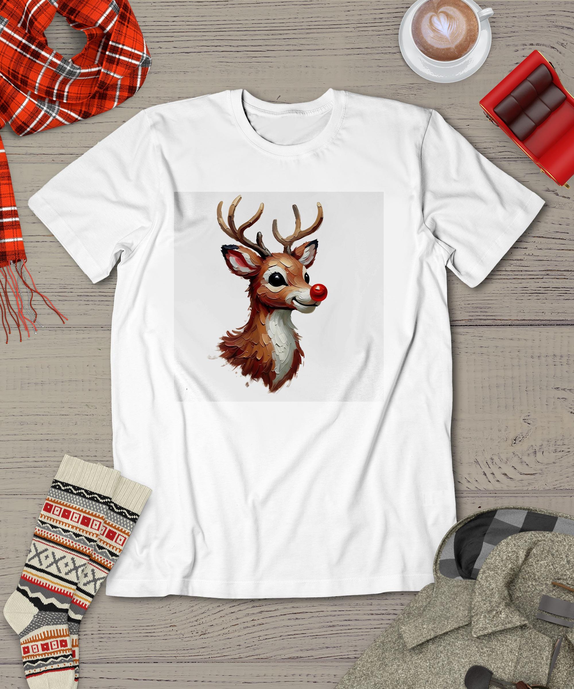 Red Nosed Reindeer Christmas Art: Holiday Printable (Digital File)