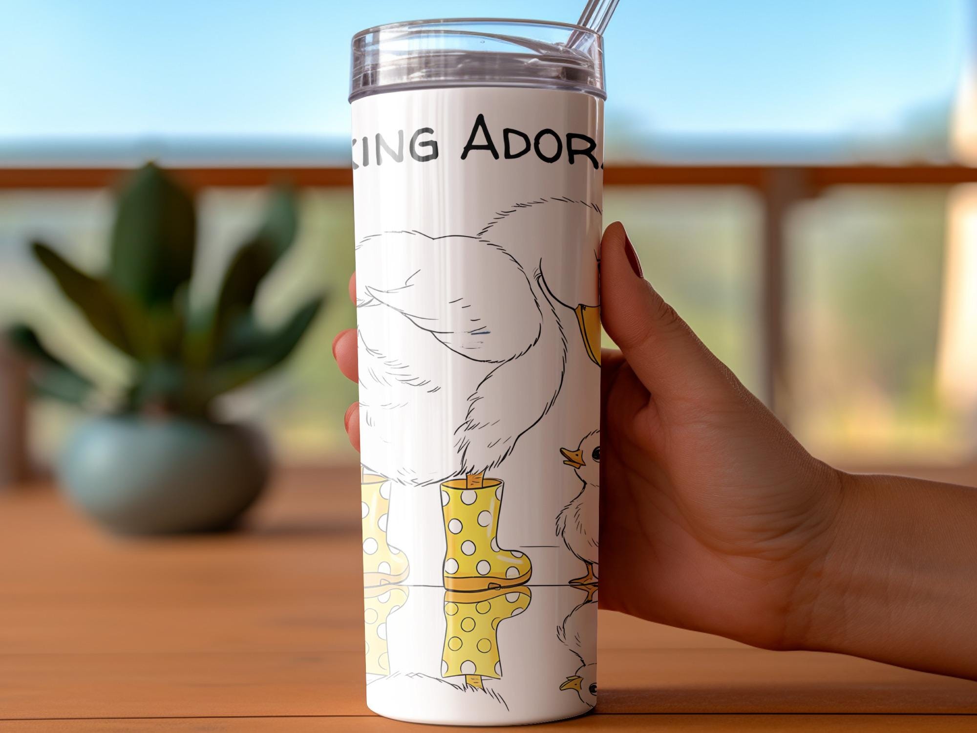 Duck Tumbler Wrap: Mom and Baby Duck in Boots (PNG Digital Download)