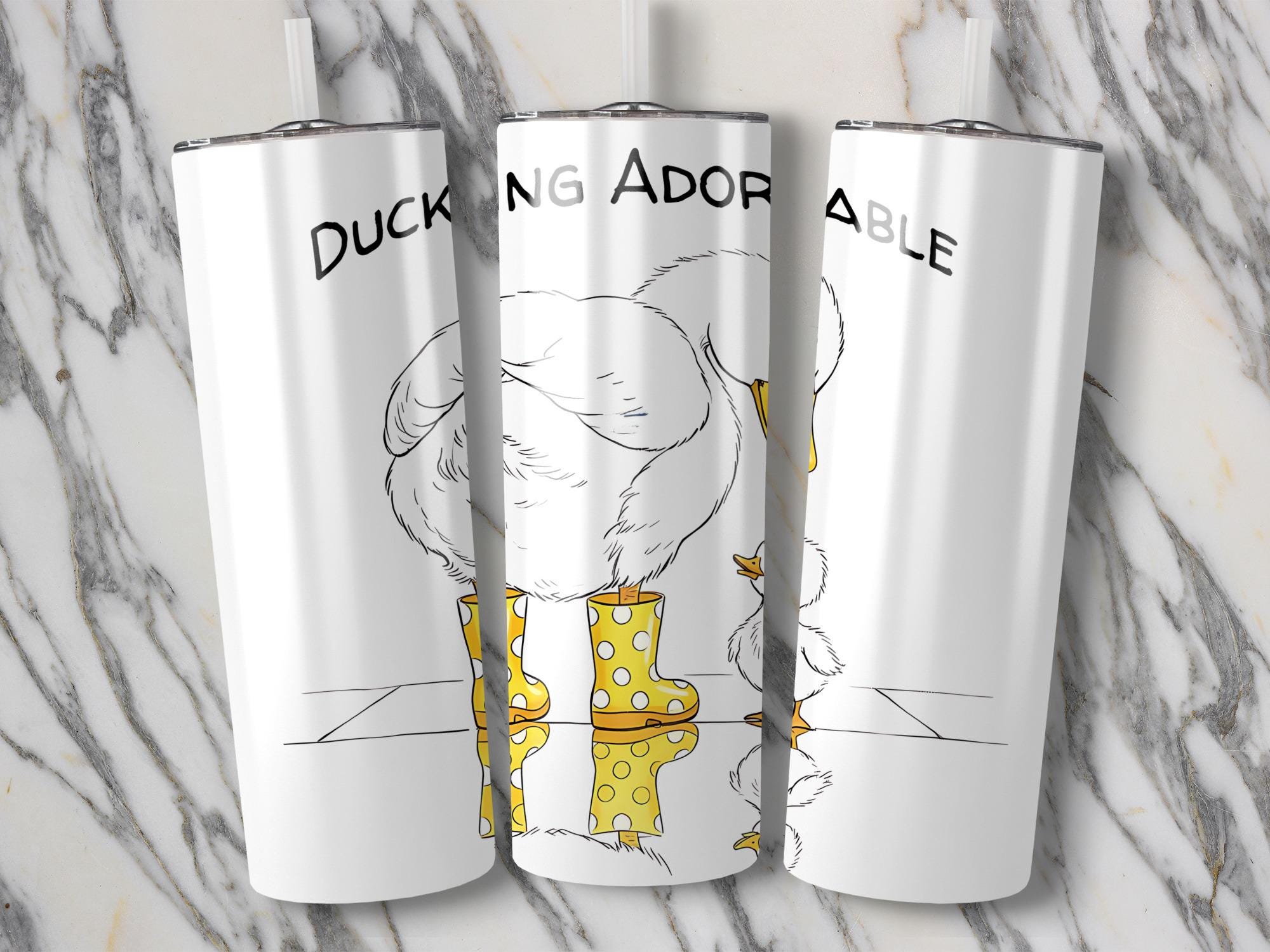 Duck Tumbler Wrap: Mom and Baby Duck in Boots (PNG Digital Download)