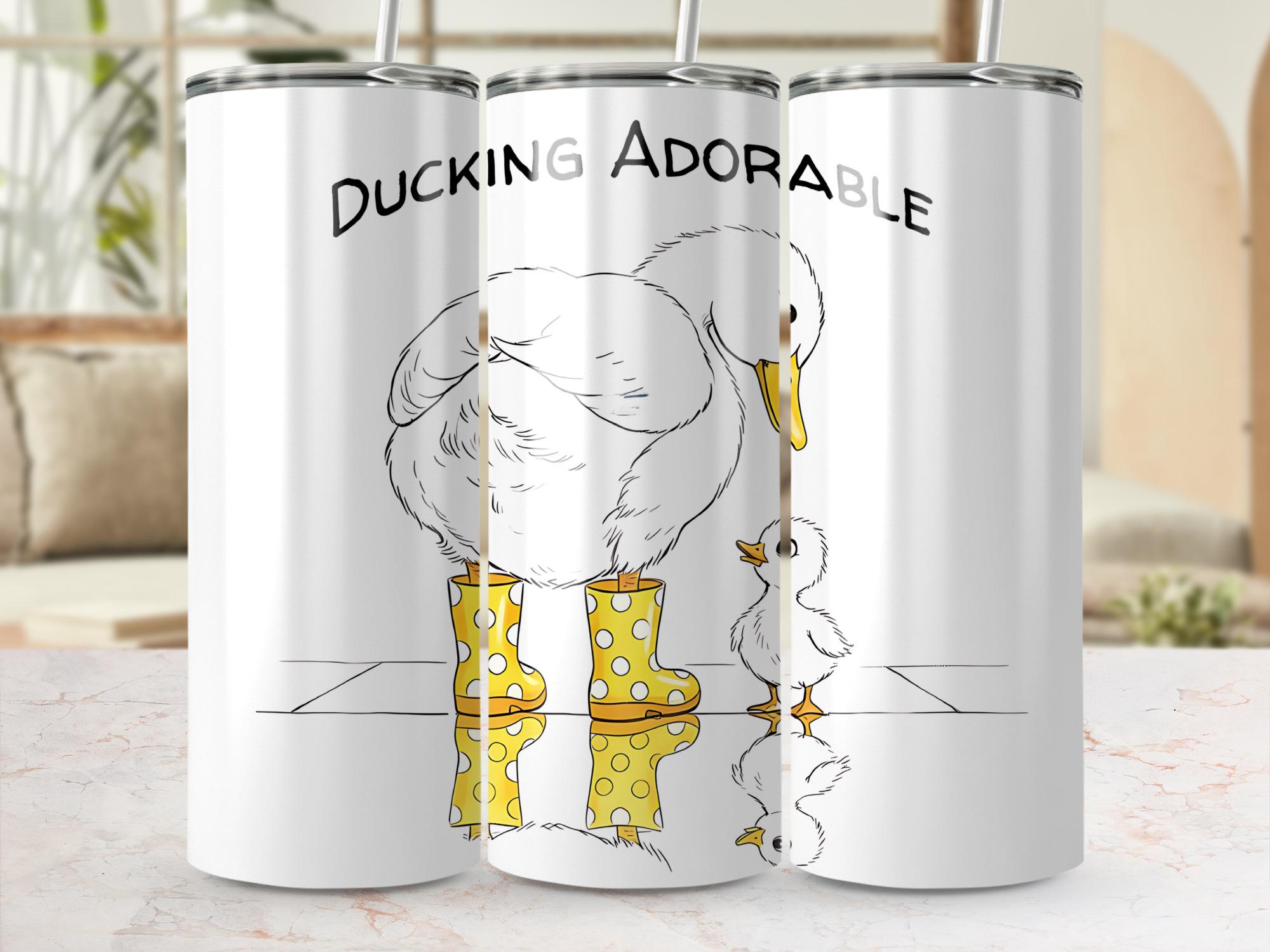 Duck Tumbler Wrap: Mom and Baby Duck in Boots (PNG Digital Download)