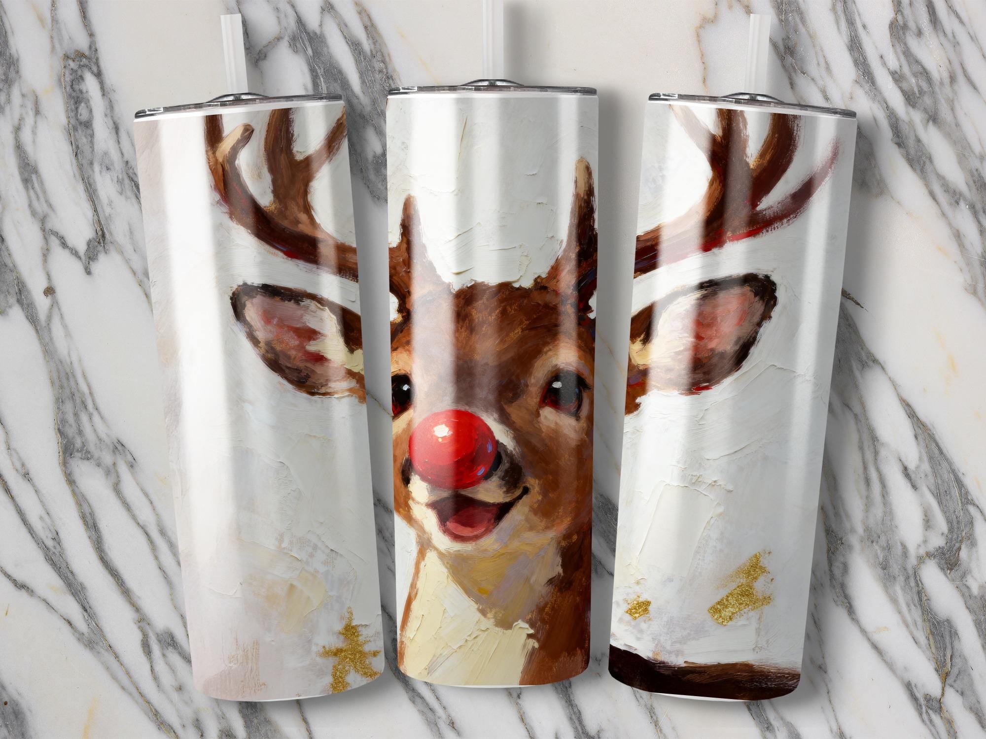 Rudolph Tumbler Wrap: Red Nose Reindeer, Christmas Sublimation (Digital Download)