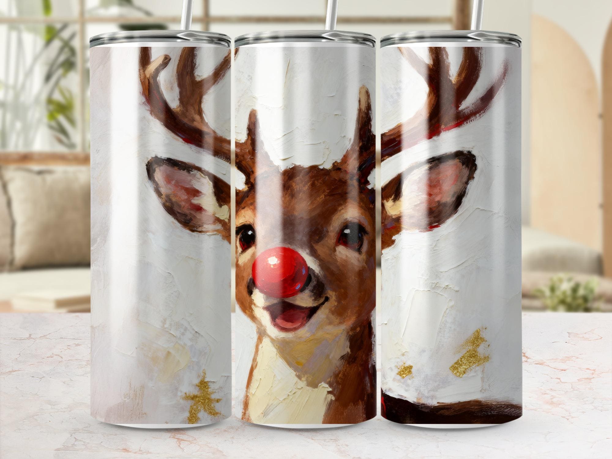 Rudolph Tumbler Wrap: Red Nose Reindeer, Christmas Sublimation (Digital Download)
