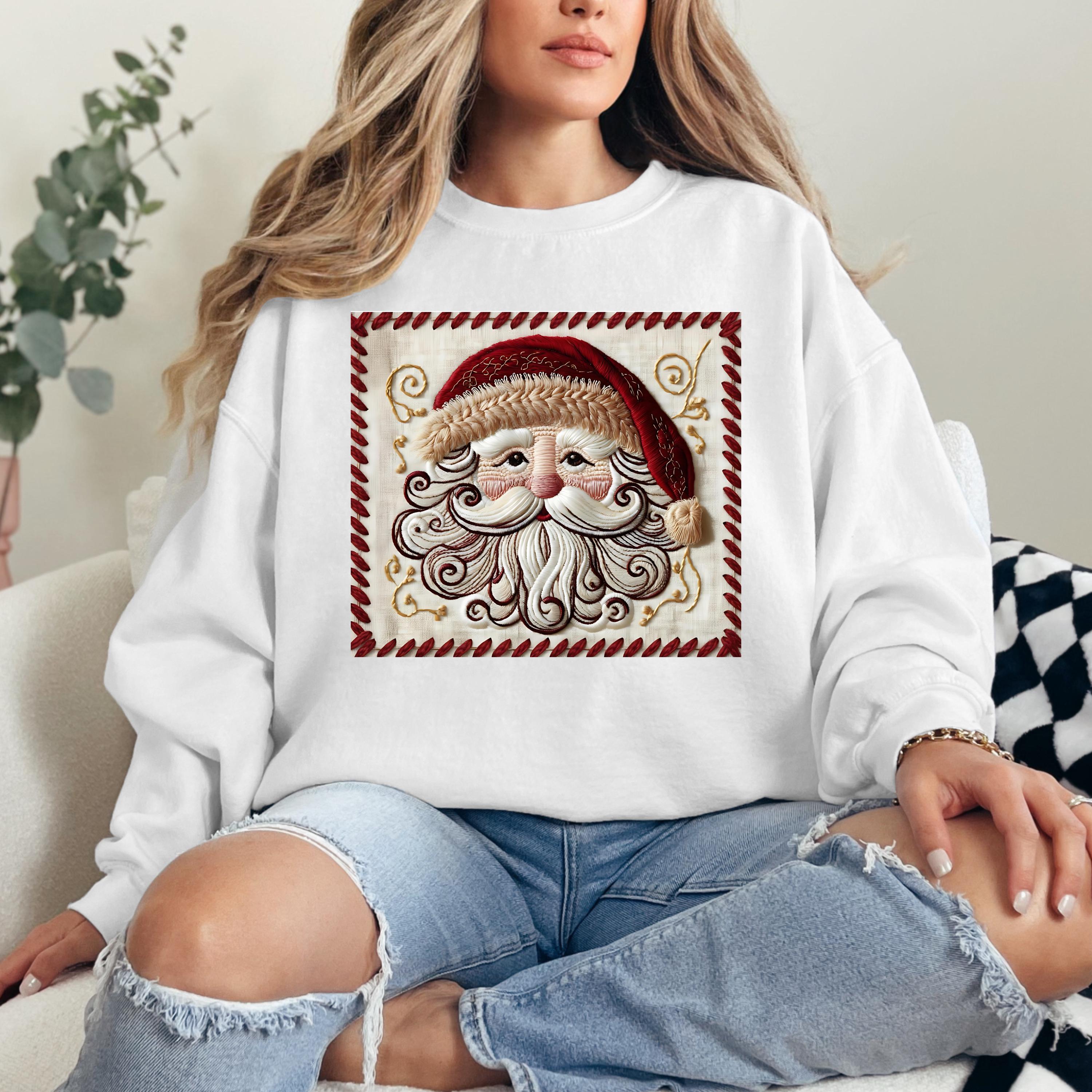 Santa Embroidery Art: Festive Christmas Portrait (Digital Download)