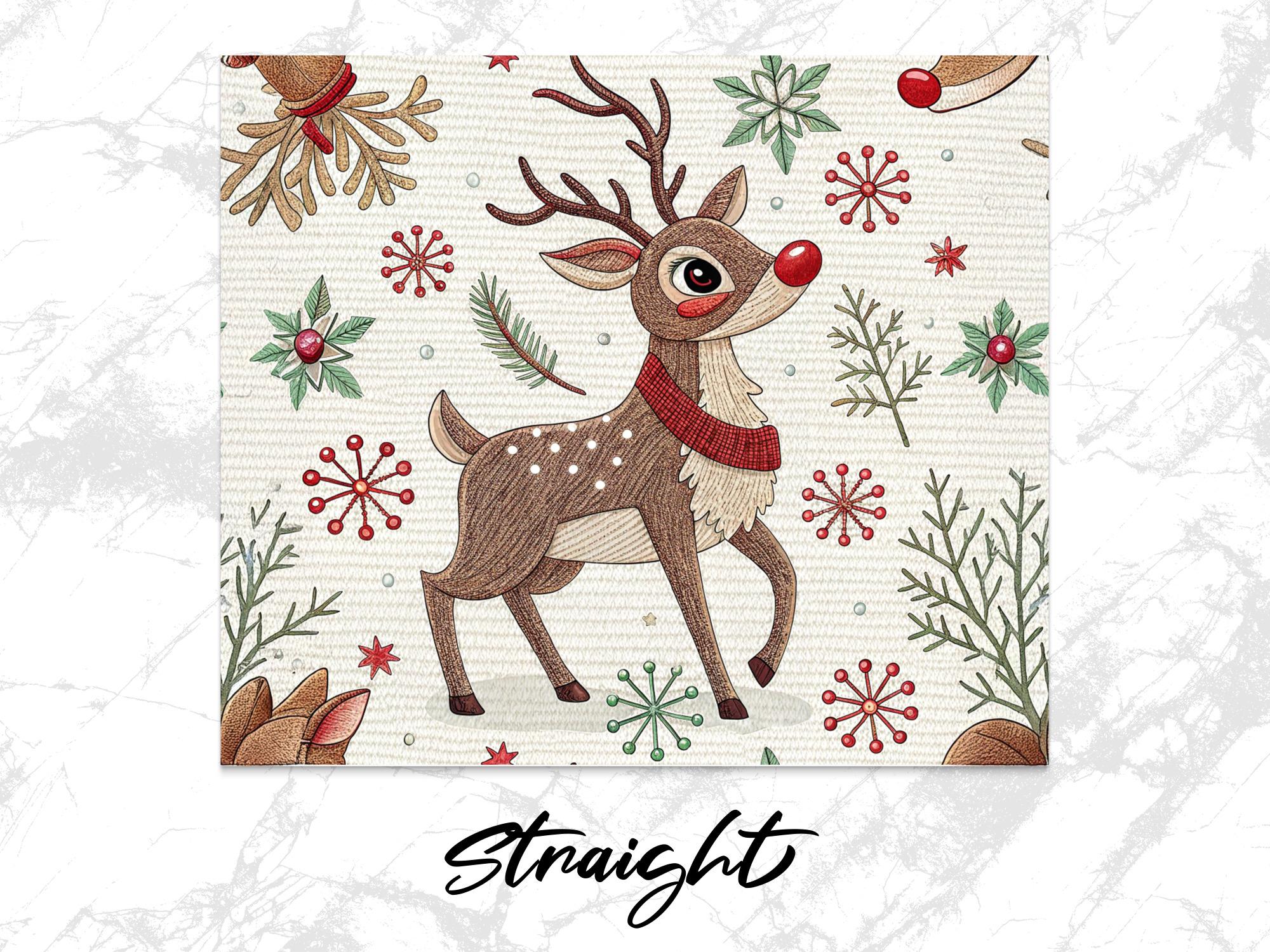 Rudolph Reindeer Tumbler Wrap: Christmas 20oz Skinny Tumbler Design (Digital Download)