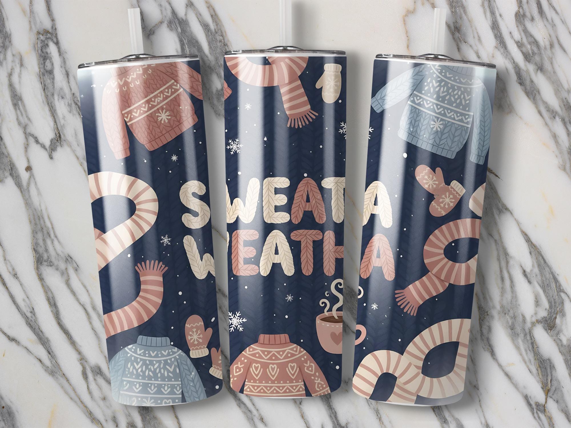 Sweater Weather Tumbler Wrap: Cozy Winter Design (Digital Download)