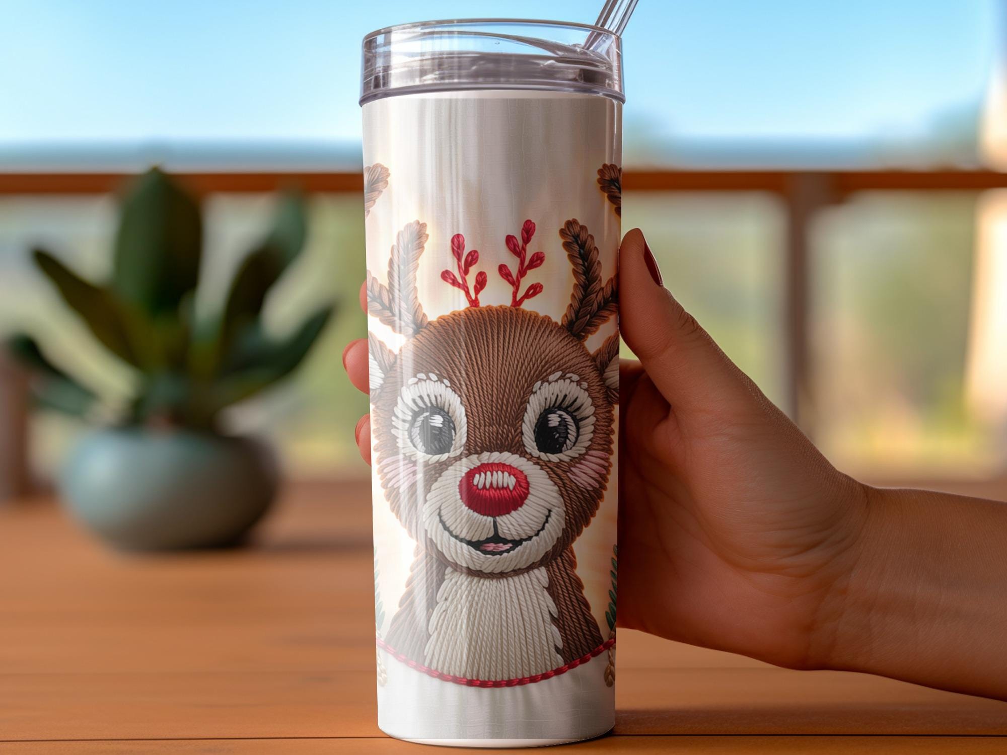 Rudolph Reindeer 20oz Tumbler Wrap - Christmas Sublimation Design (Digital Download)
