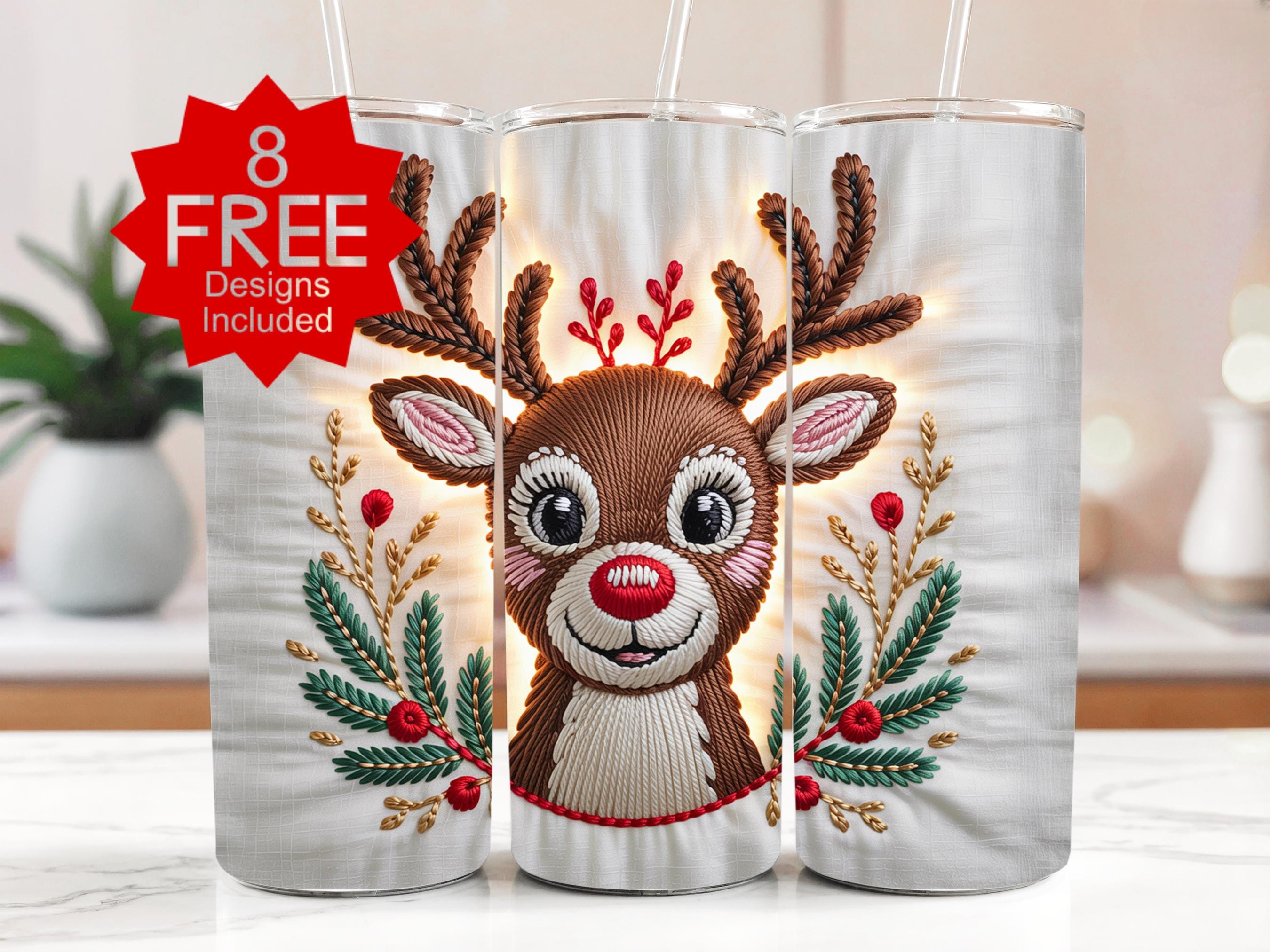 Rudolph Reindeer 20oz Tumbler Wrap - Christmas Sublimation Design (Digital Download)