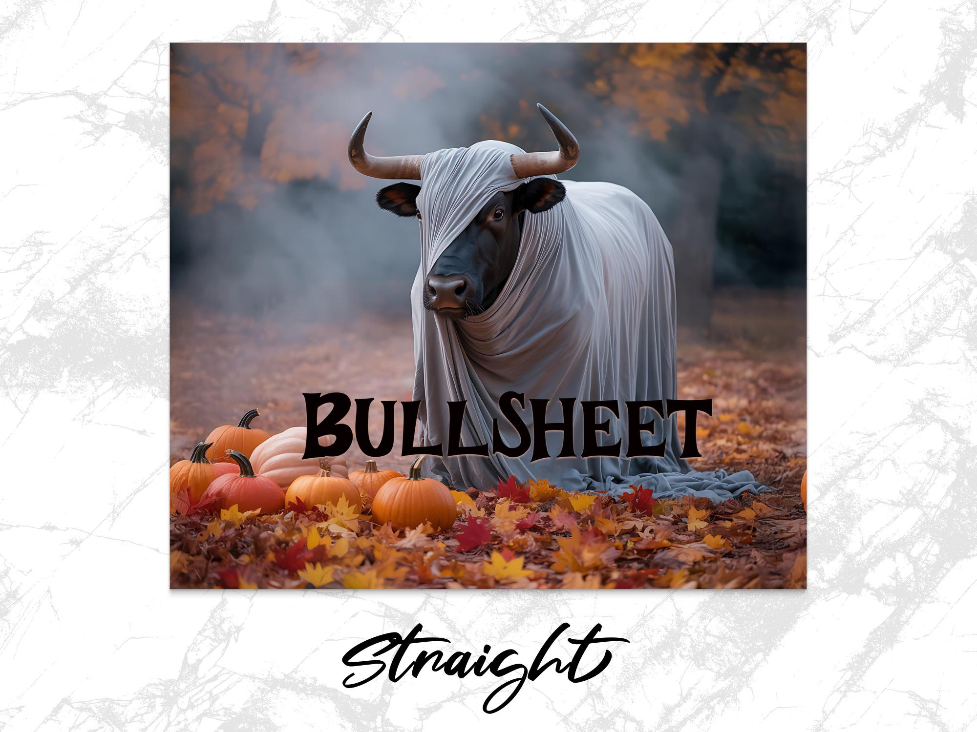 Funny Bull Ghost 20oz Tumbler Wrap: Halloween Pumpkin PNG (Digital Download)