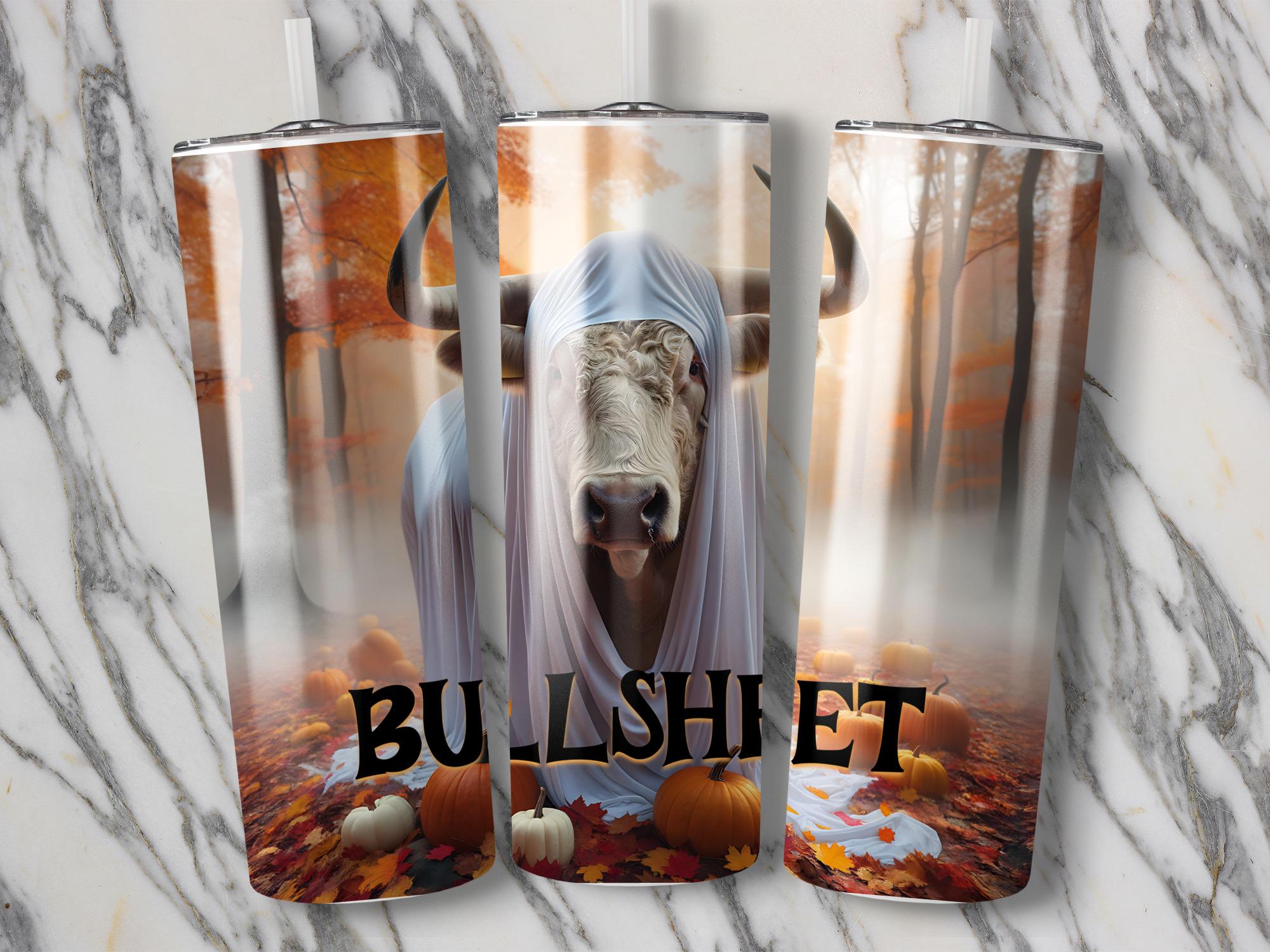 Funny Halloween Cow Tumbler Wrap: Ghost Costume, Fall Design (Digital Download)