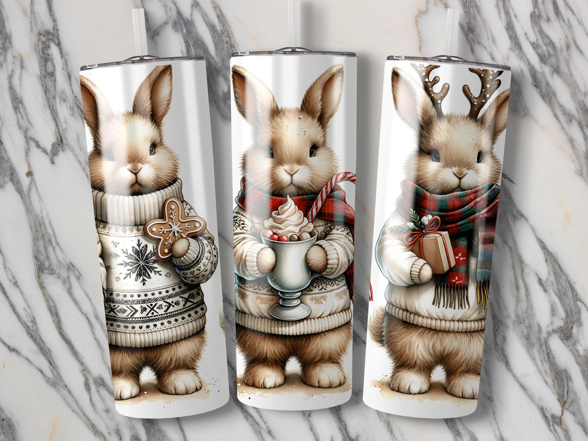 Winter Bunnies 20oz Tumbler Wrap: Holiday Hare PNG (Digital Download)