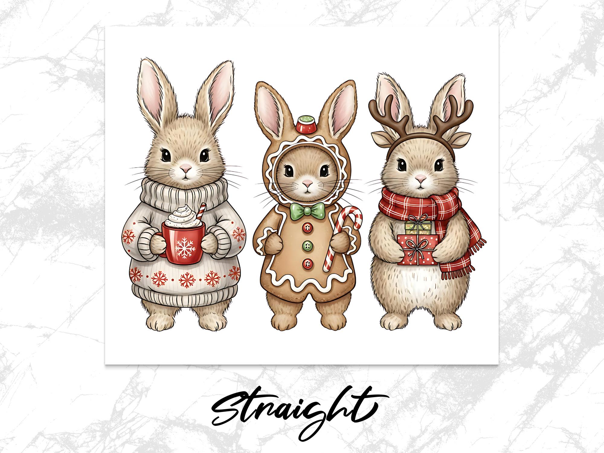 Christmas Bunny 20oz Tumbler Wrap: Holiday Hare Sublimation Design (Digital Download)