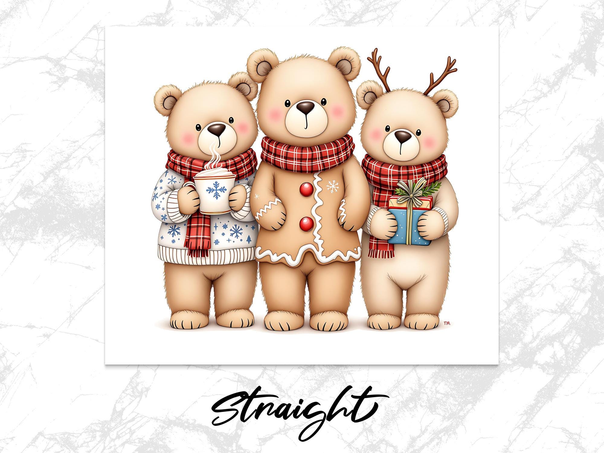 Christmas Bear Tumbler Wrap: Holiday PNG Sublimation Design (Digital Download)