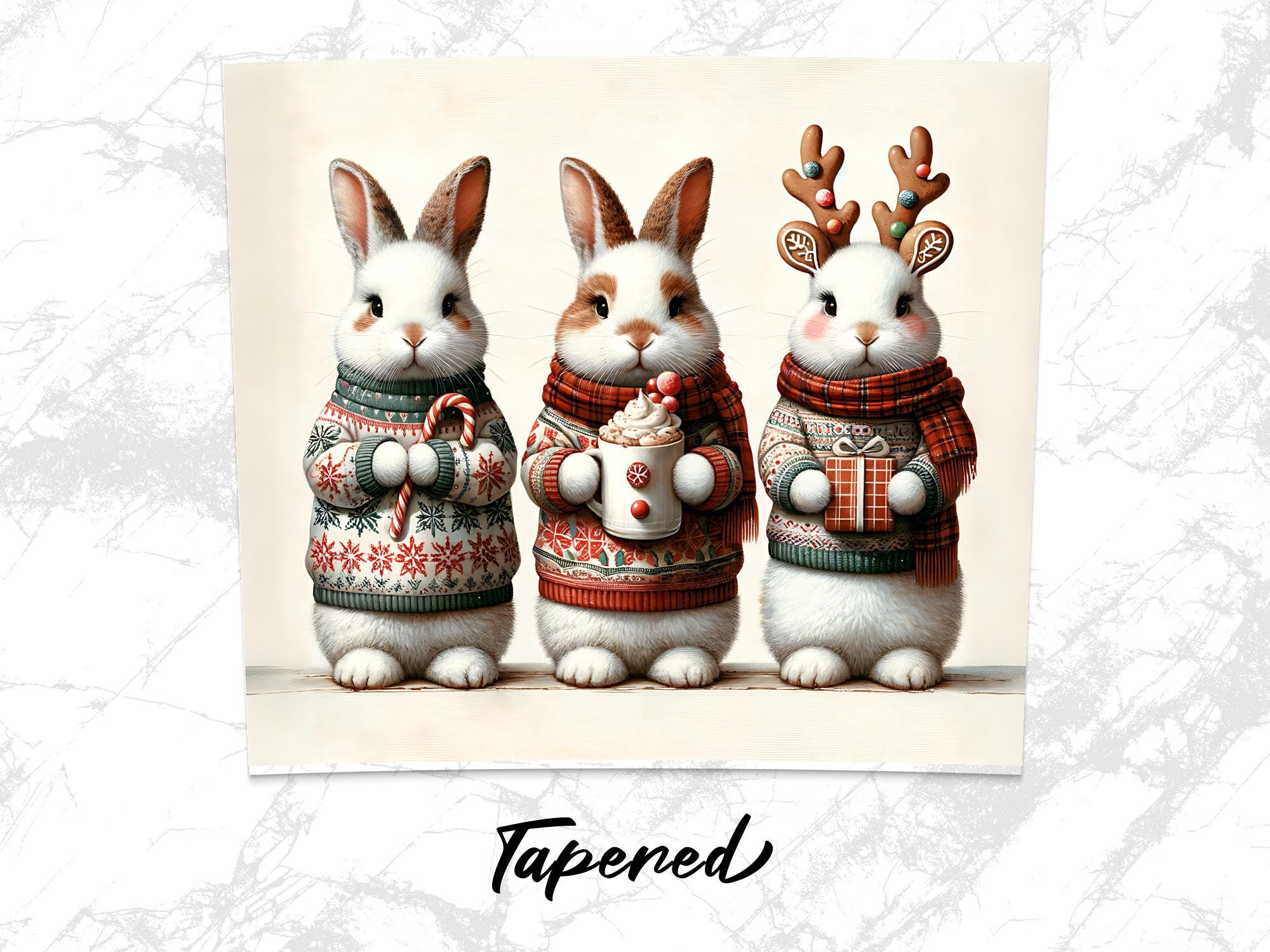 Christmas Bunny 20oz Tumbler Wrap: Winter Animal PNG (Digital Download)