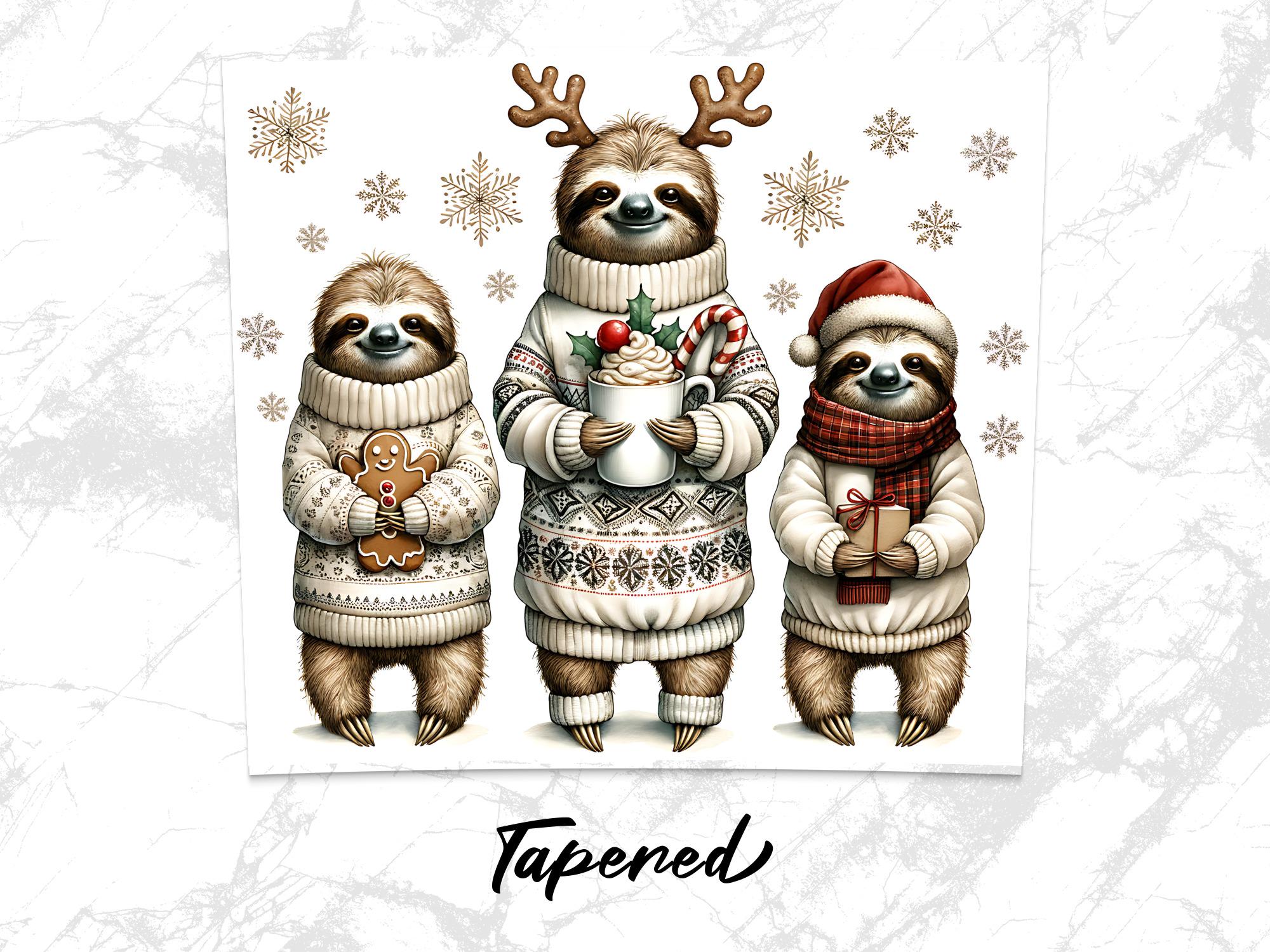 Christmas Sloth 20oz Tumbler Wrap: Festive Holiday PNG (Digital Download)