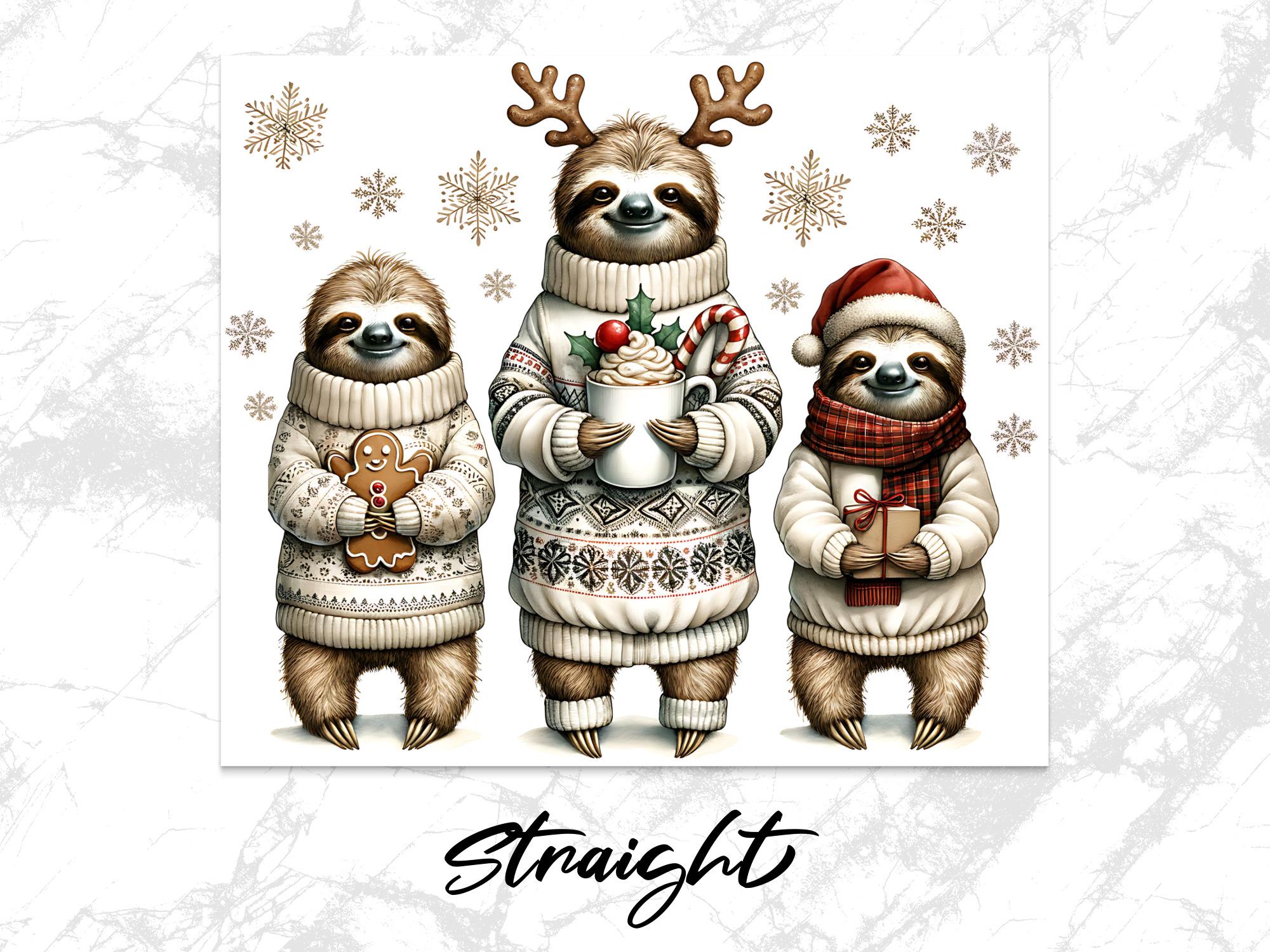 Christmas Sloth 20oz Tumbler Wrap: Festive Holiday PNG (Digital Download)