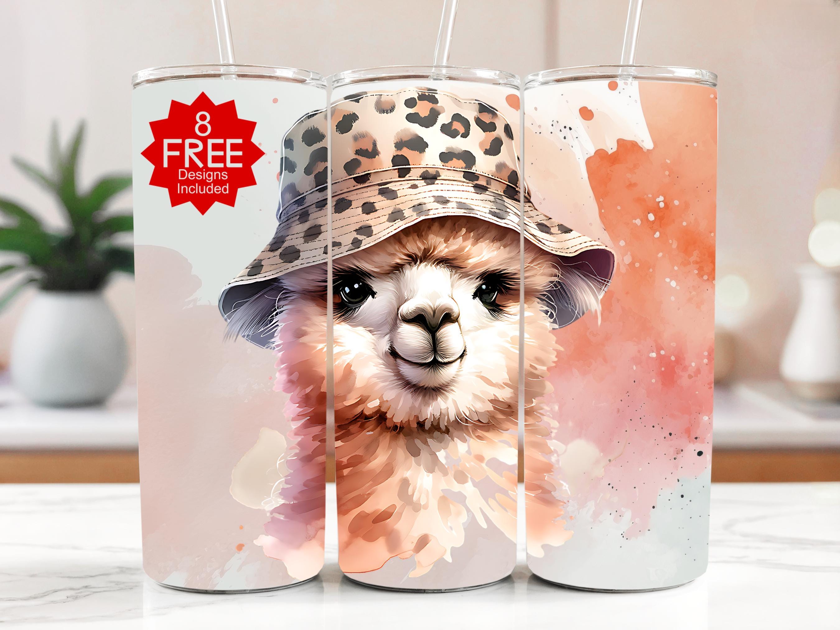 Llama Leopard Bucket Hat Tumbler Design (Digital Download)