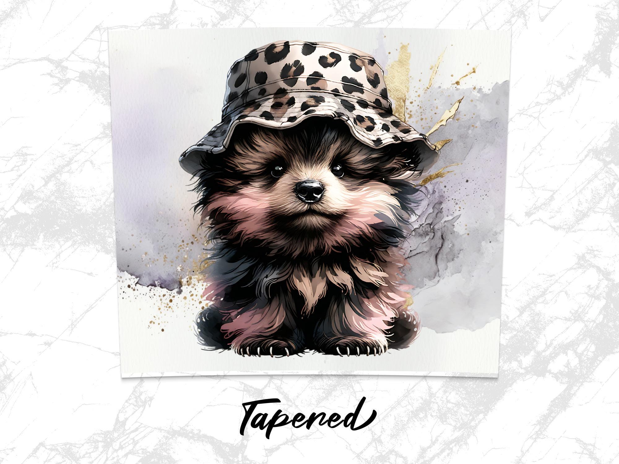 Leopard Hat Dog PNG: Funny Puppy Tumbler Wrap (Digital Download)