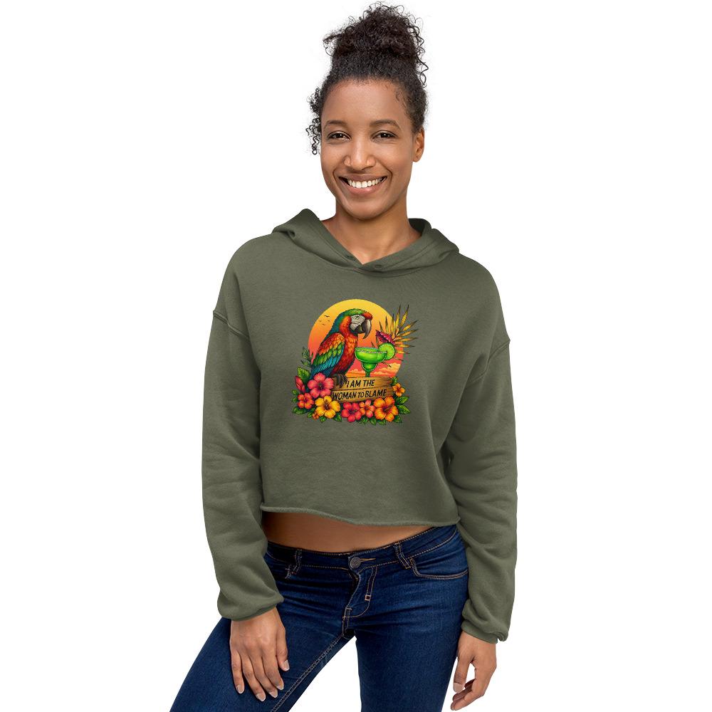 Parrothead Crop Hoodie: Jimmy Buffett Margaritaville Party Top