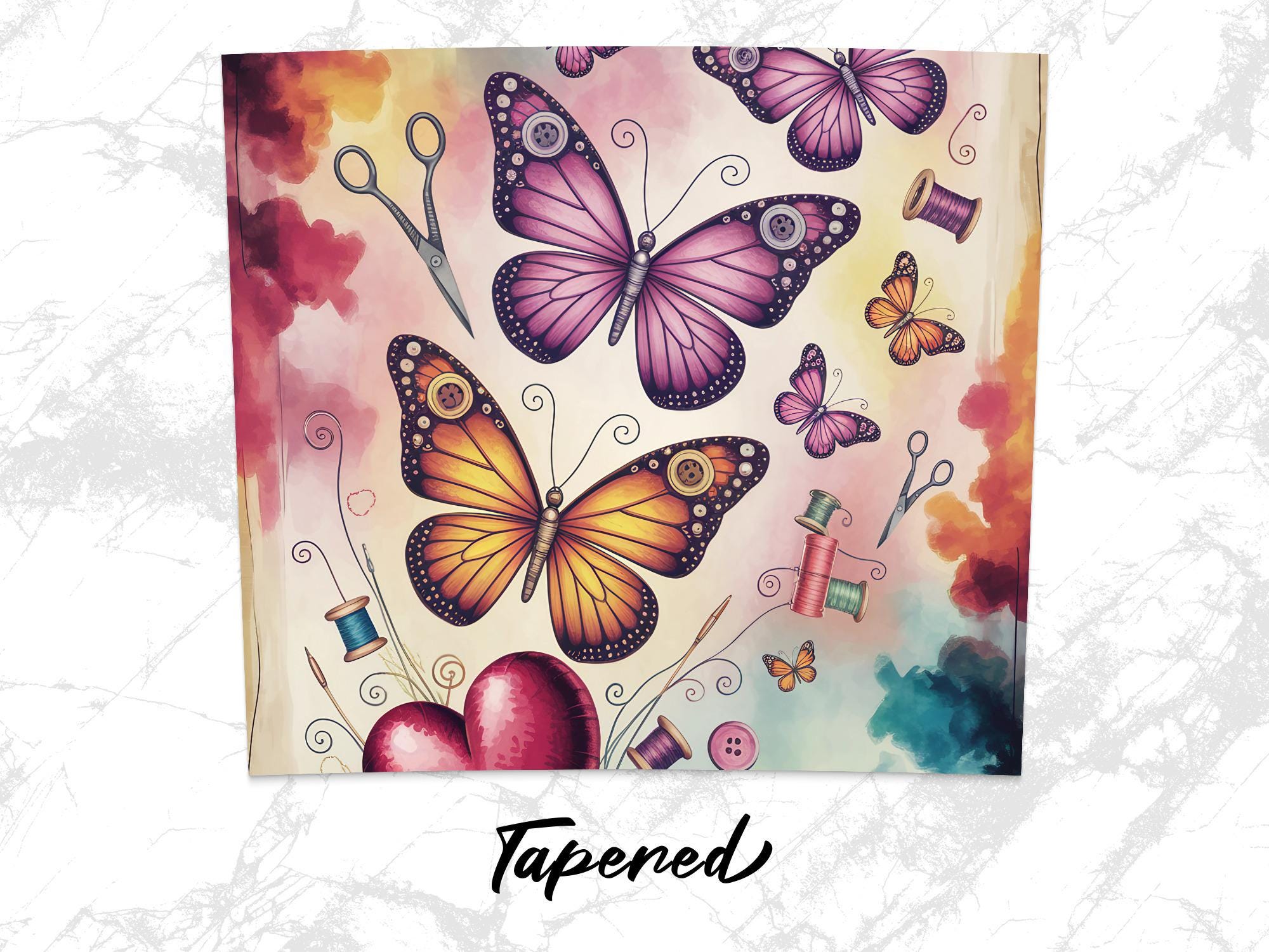 Butterfly Sewing Tumbler Wrap: 20oz Skinny Tumbler Design (Digital Download