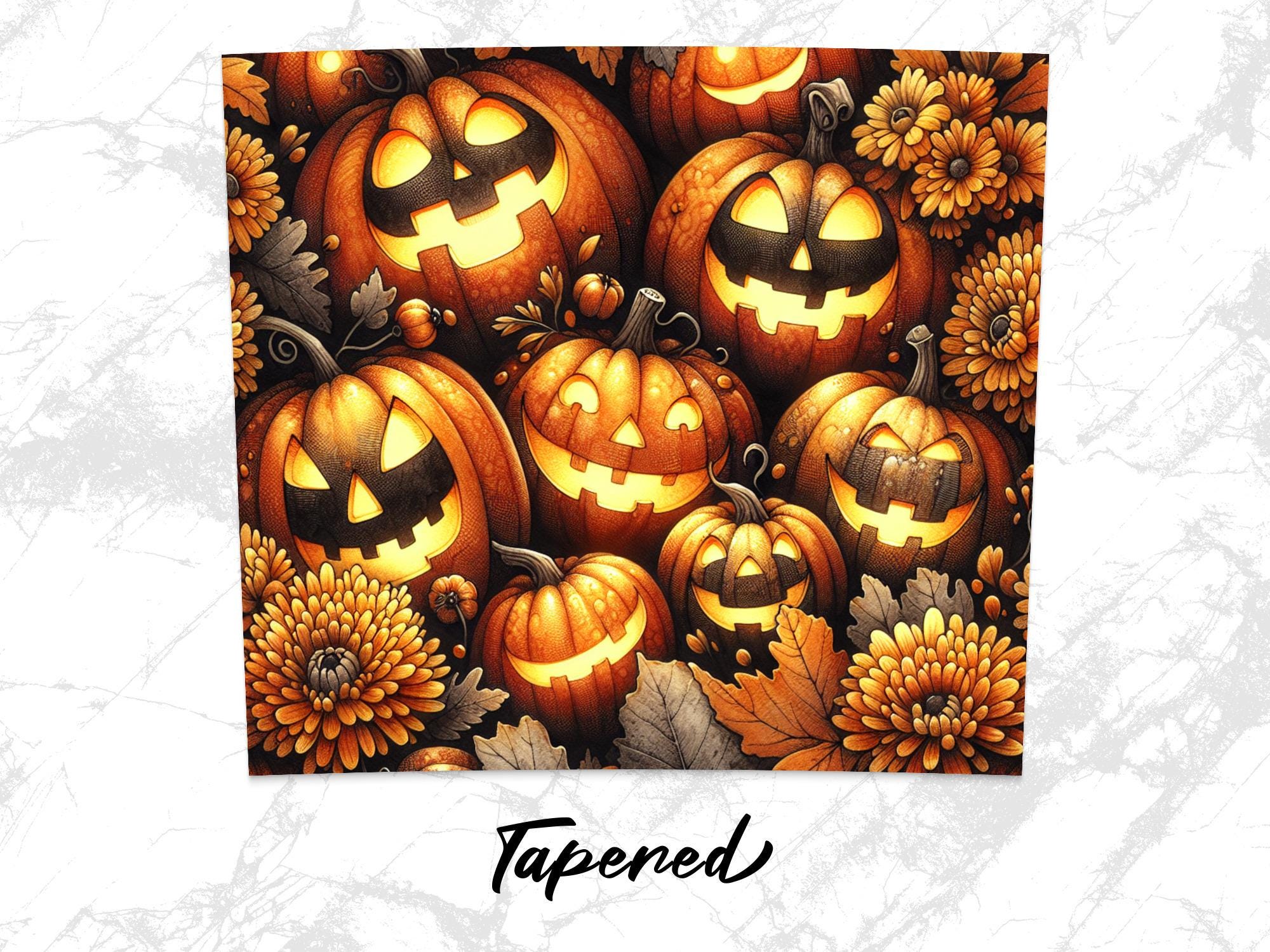 Jack O'Lantern Tumbler Wrap: Spooky Halloween Pumpkins Design (PNG Digital Download)