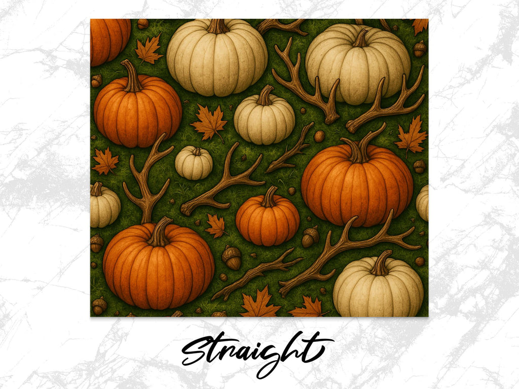 Pumpkin Antler Tumbler Wrap: Fall Harvest Design (Digital Download PNG File 20oz Tumbler )