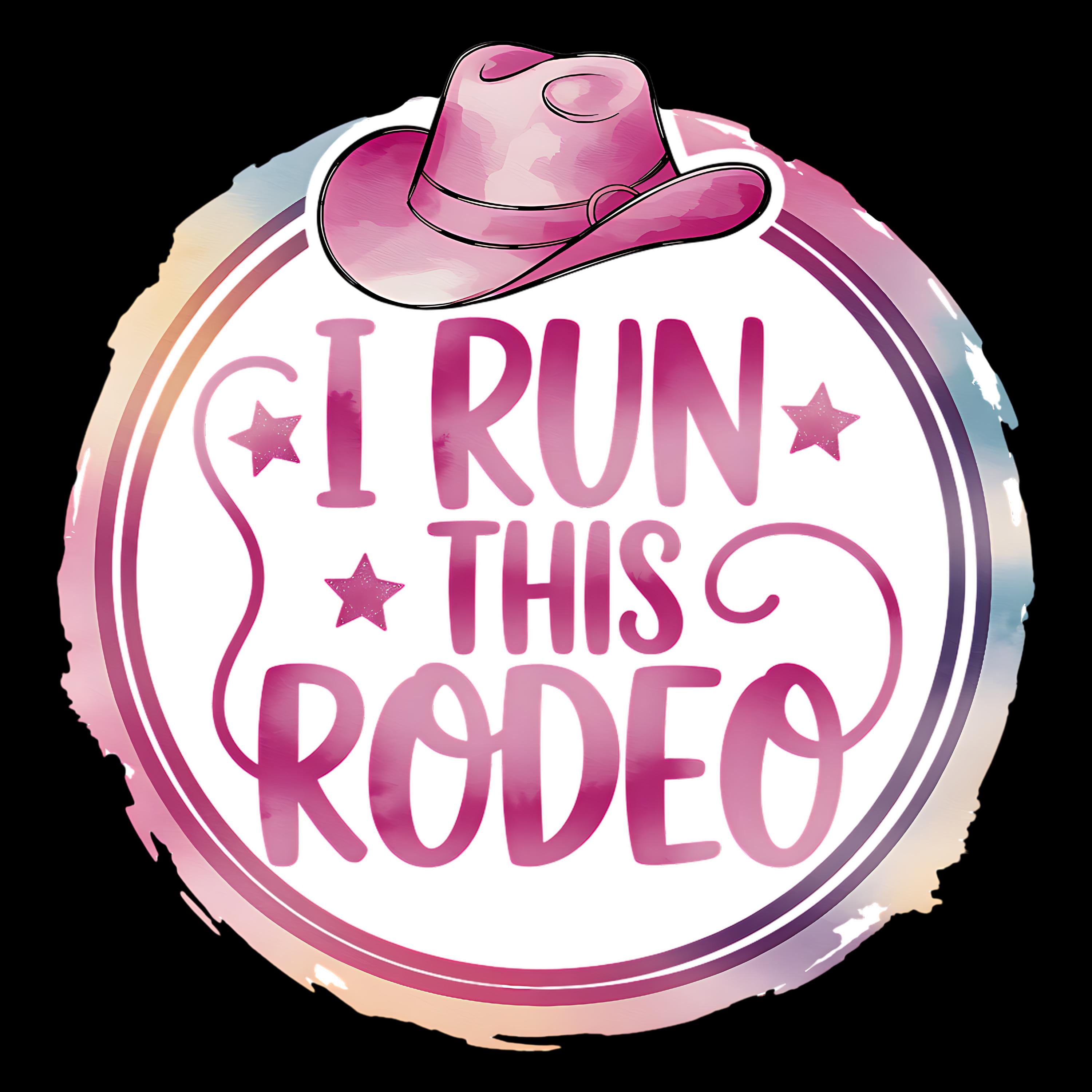 I Run This Rodeo PNG: Watercolor Cowboy Hat Design (Digital Download)