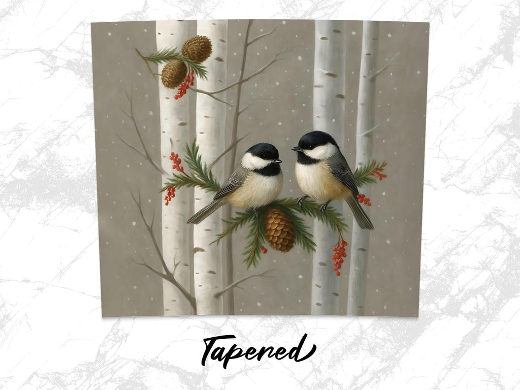 Winter Chickadee Tumbler Wrap: Birch Tree 20oz Skinny Tumbler PNG (Digital Download