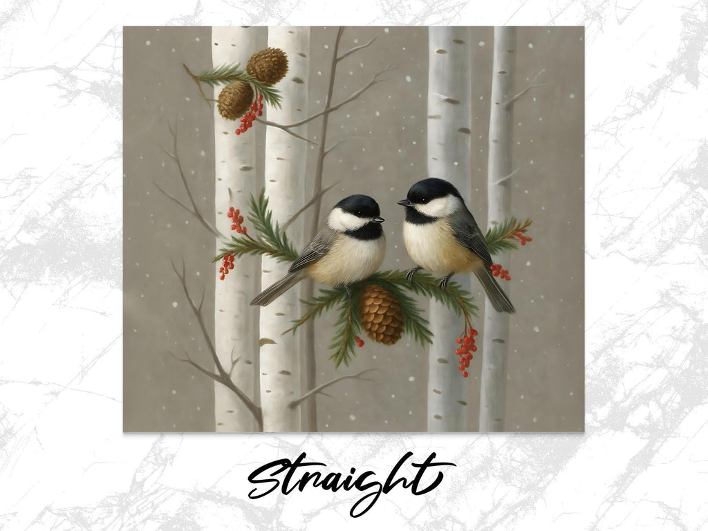 Winter Chickadee Tumbler Wrap: Birch Tree 20oz Skinny Tumbler PNG (Digital Download