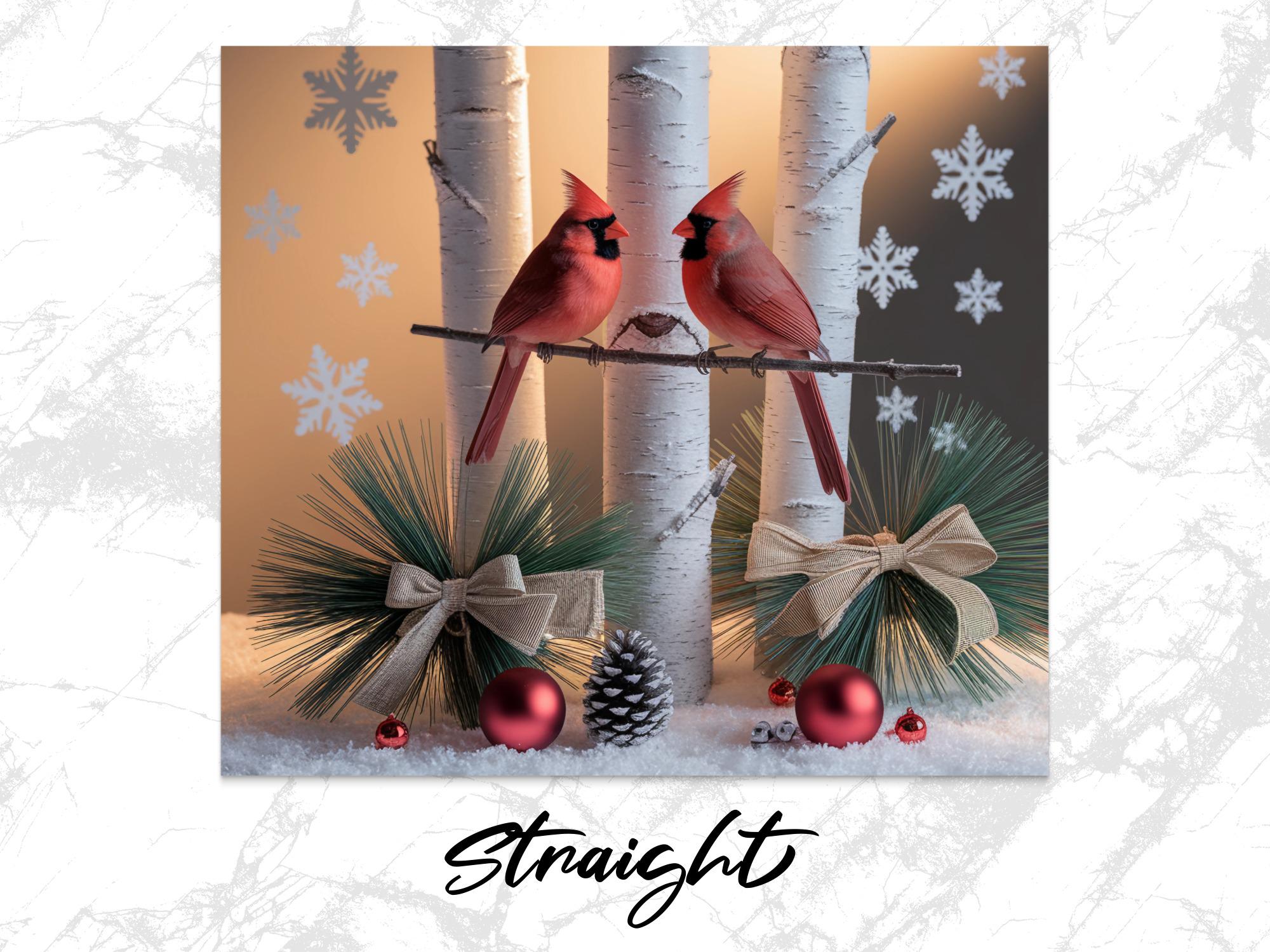 Cardinal Tumbler Wrap: Winter Birds Sublimation Design (PNG Digital Download)