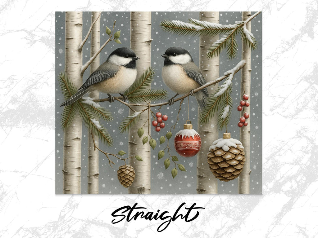 Chickadee Winter Tumbler Wrap: Christmas Bird PNG (Digital Download)