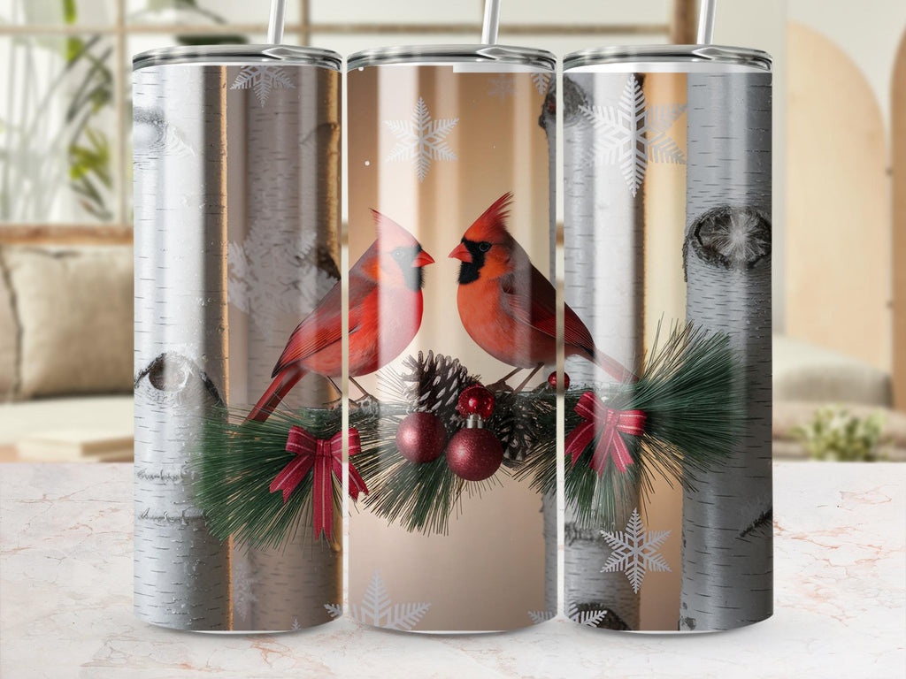 Cardinal Tumbler Wrap: Winter Bird Christmas Design (PNG Digital Download)