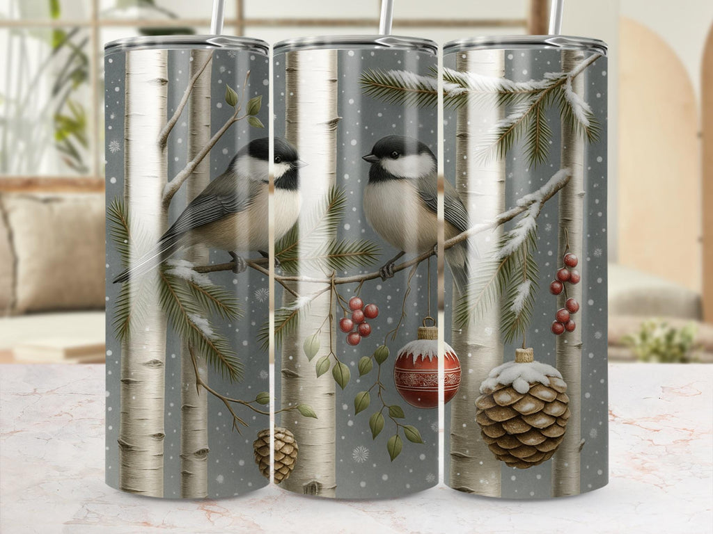Chickadee Winter Tumbler Wrap: Christmas Bird PNG (Digital Download)