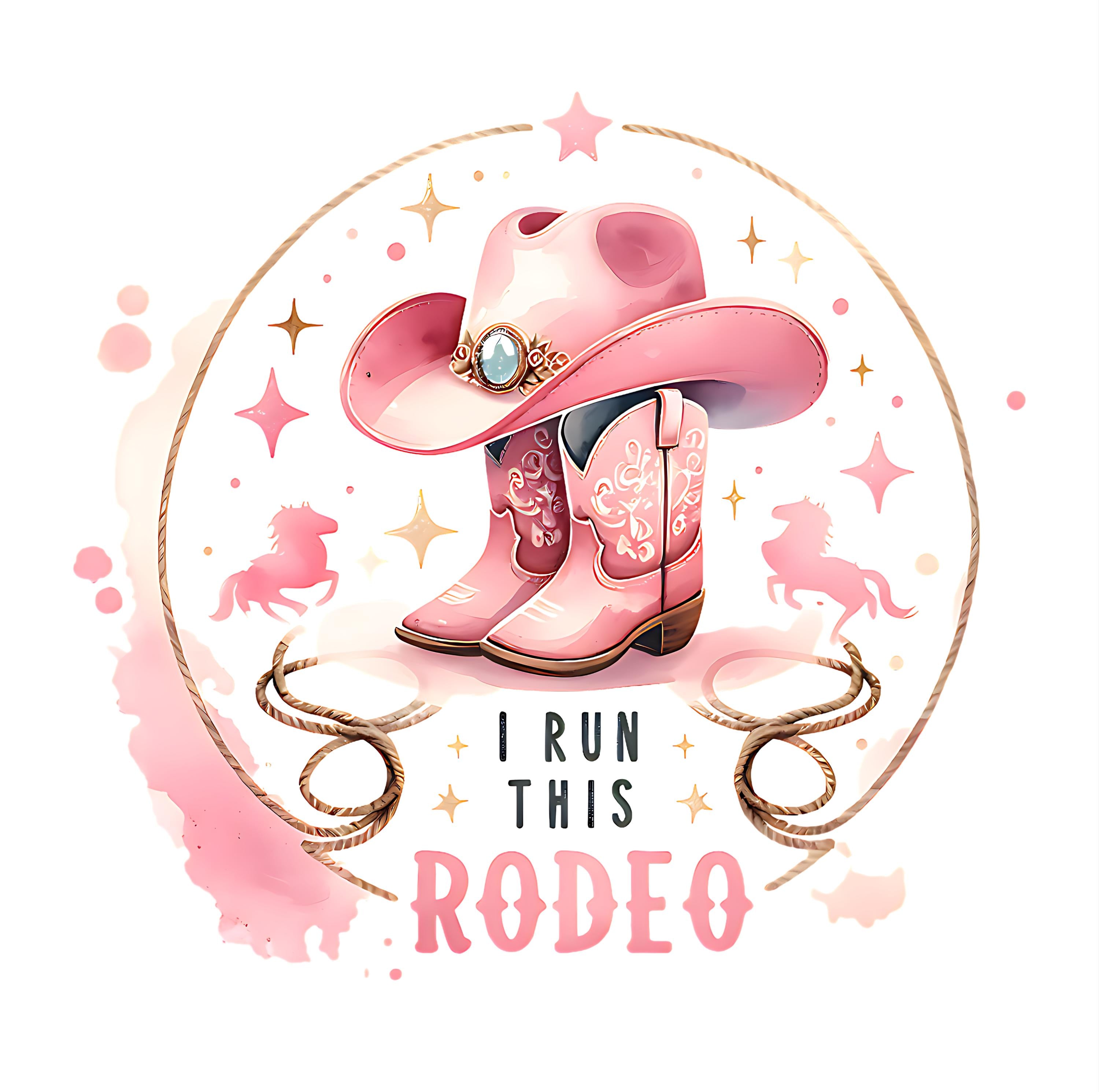 I Run This Rodeo PNG: Cowgirl Boots & Hat Clipart (Digital Download)