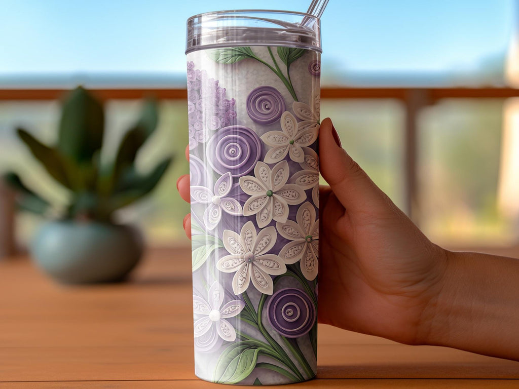 Lilac Floral Tumbler Wrap: 20oz Skinny Tumbler Sublimation Design (Digital Download)