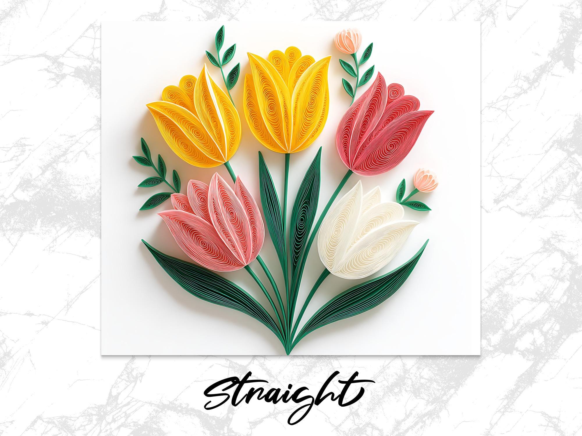 Quilled Tulips Tumbler Wrap: Paper Art Sublimation Design (Digital Download