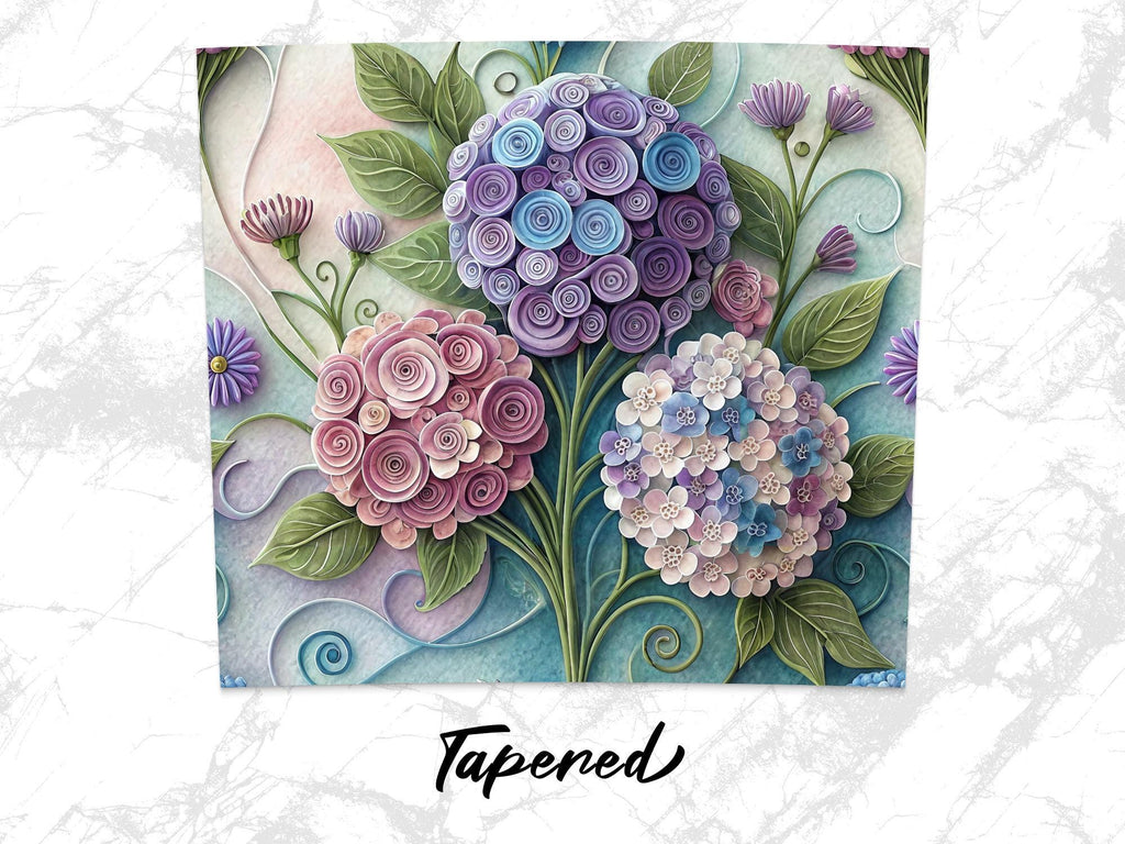 Hydrangea Tumbler Wrap: Paper Quilling Flower Design (PNG Digital Download)
