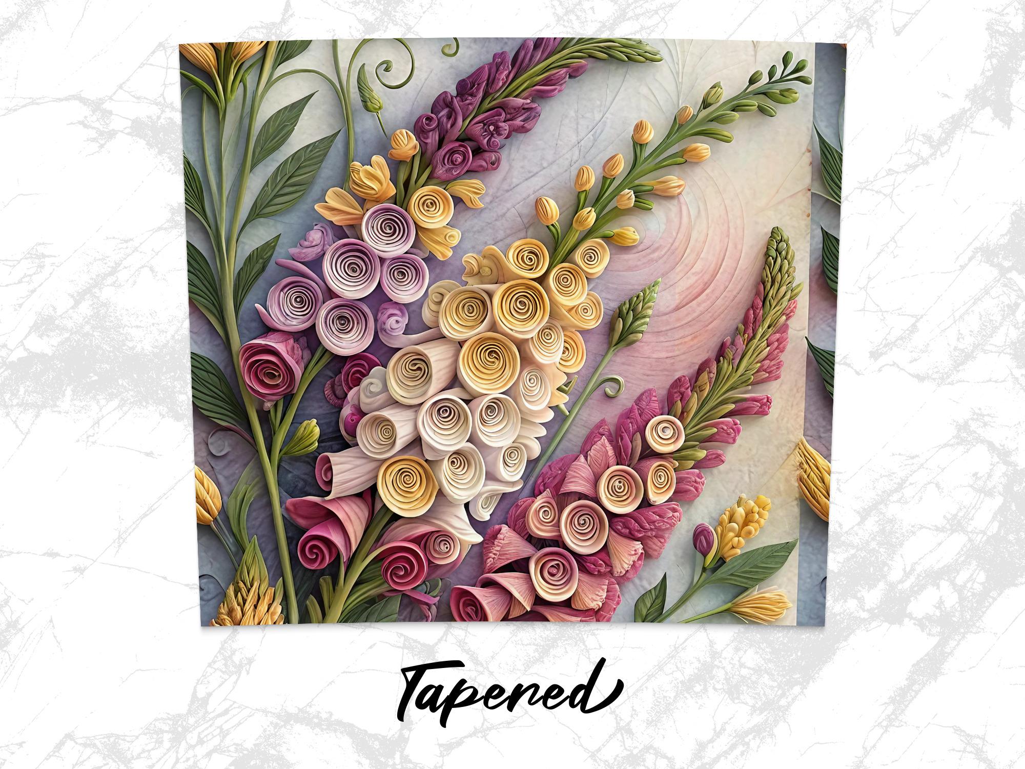 Quilled Snapdragon Flower Tumbler Wrap: 20oz Skinny Tumbler Design (PNG Digital Download)