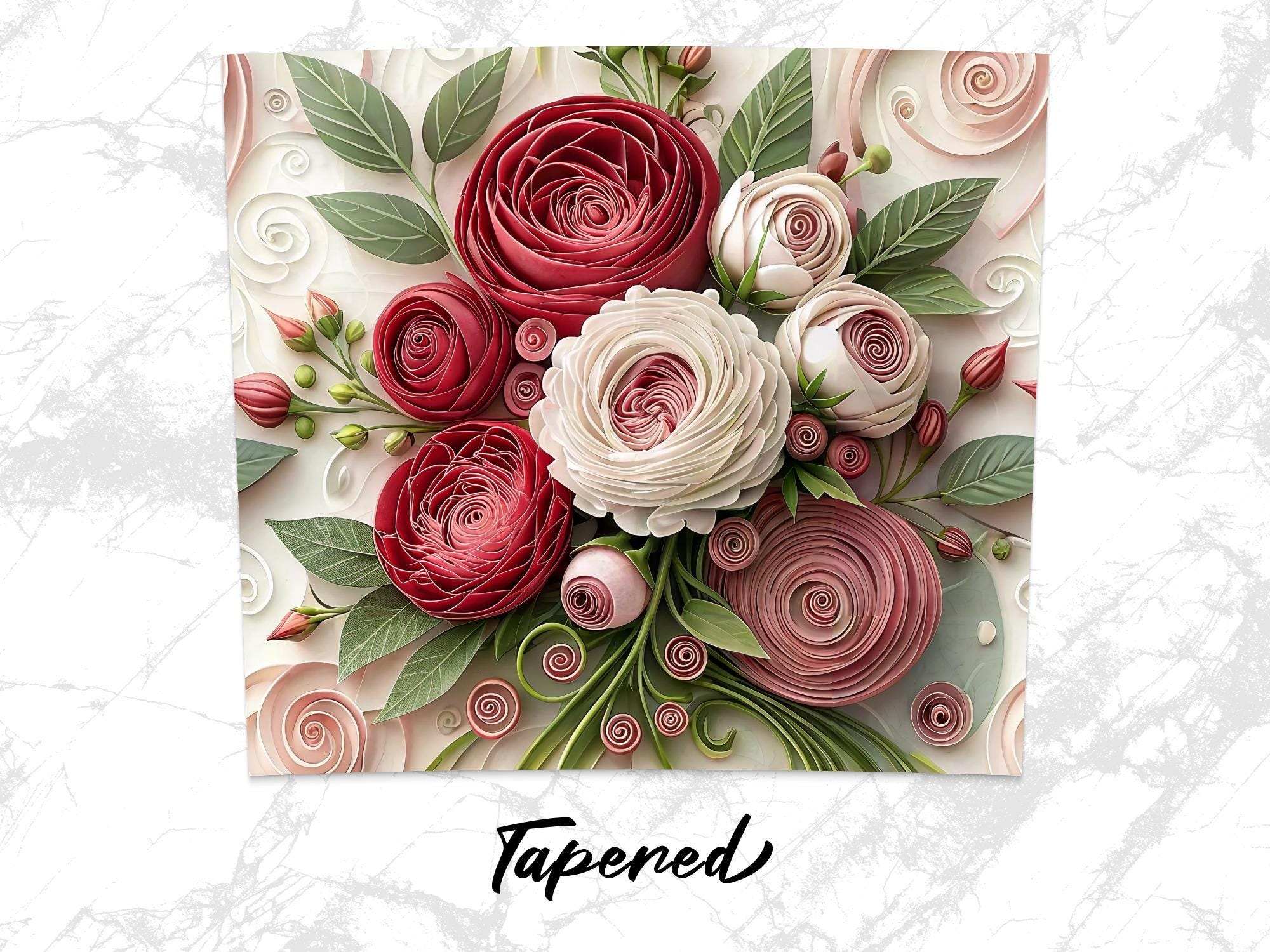 Rose Tumbler Wrap: Floral Sublimation Design (20oz Skinny Tumbler PNG Digital Download)