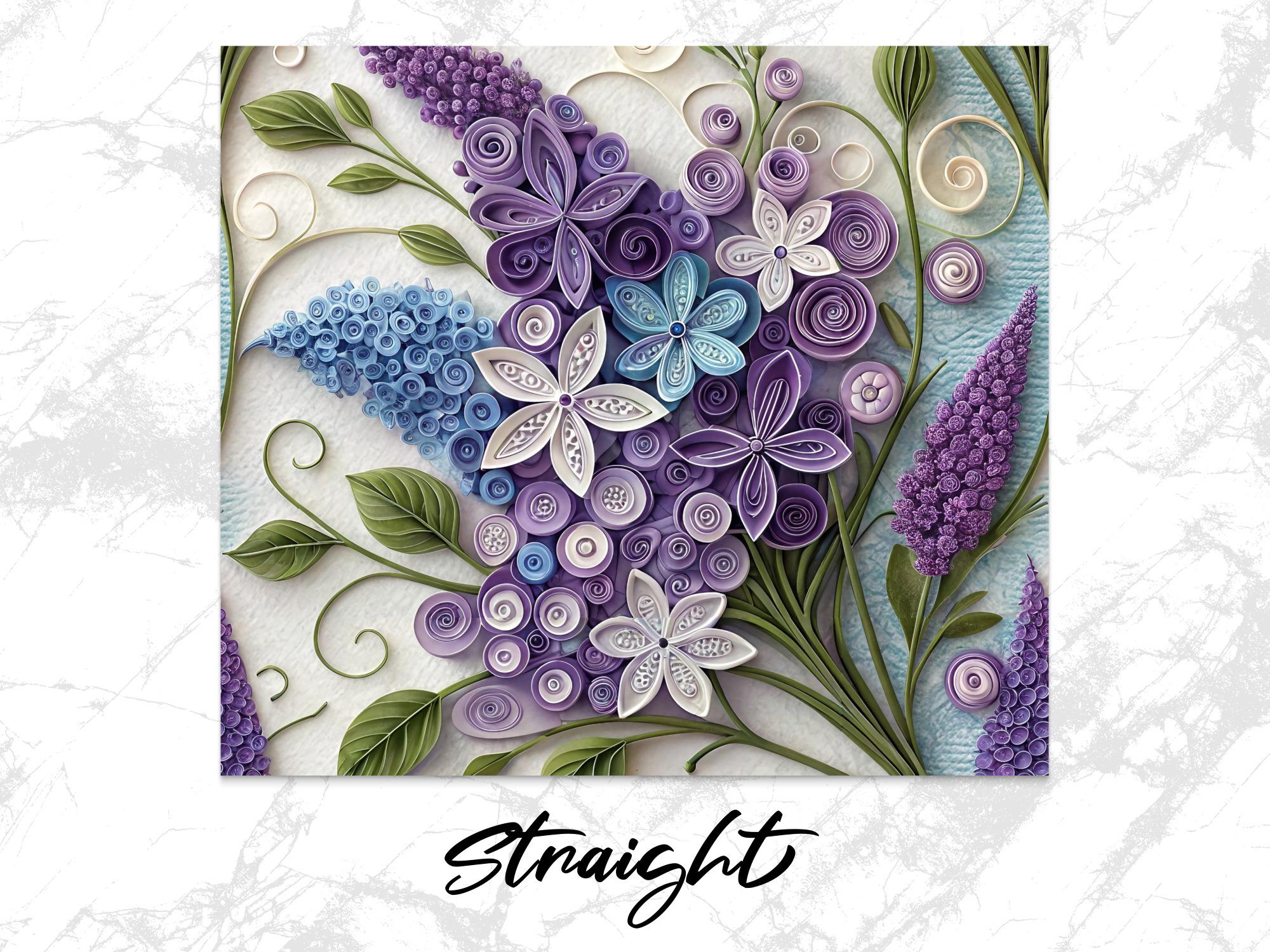 Lilac Floral Tumbler Wrap: Paper Quilling PNG (Digital Download)