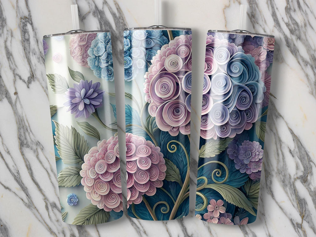 Hydrangea Tumbler Wrap: Floral Paper Quilling Design (Digital Download)
