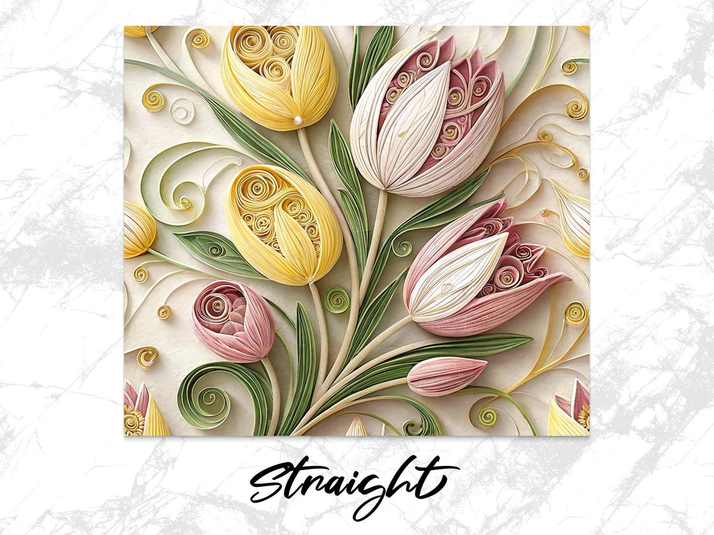 Quilled Tulip Tumbler Wrap: Spring Floral Sublimation Design (Digital Download