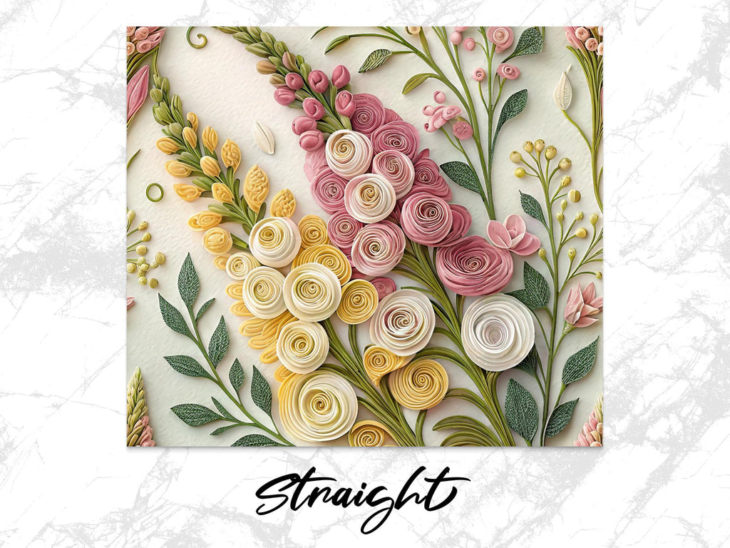 Quilled Flower Tumbler Wrap: Paper Filigree Sublimation Design (Digital Download)