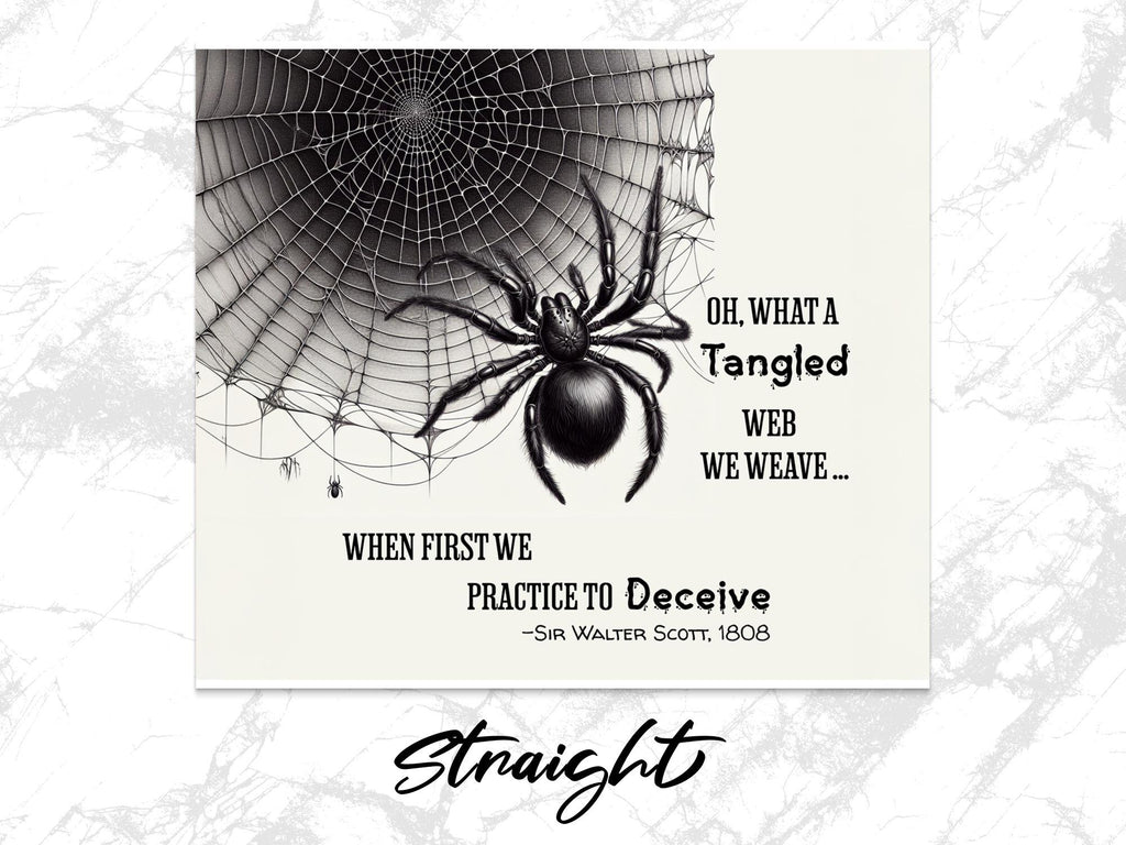 Gothic Spider Web Tumbler Wrap: Deceive Quote PNG (Digital Download