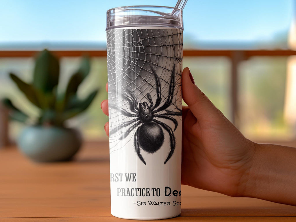 Gothic Spider Web Tumbler Wrap: Deceive Quote PNG (Digital Download