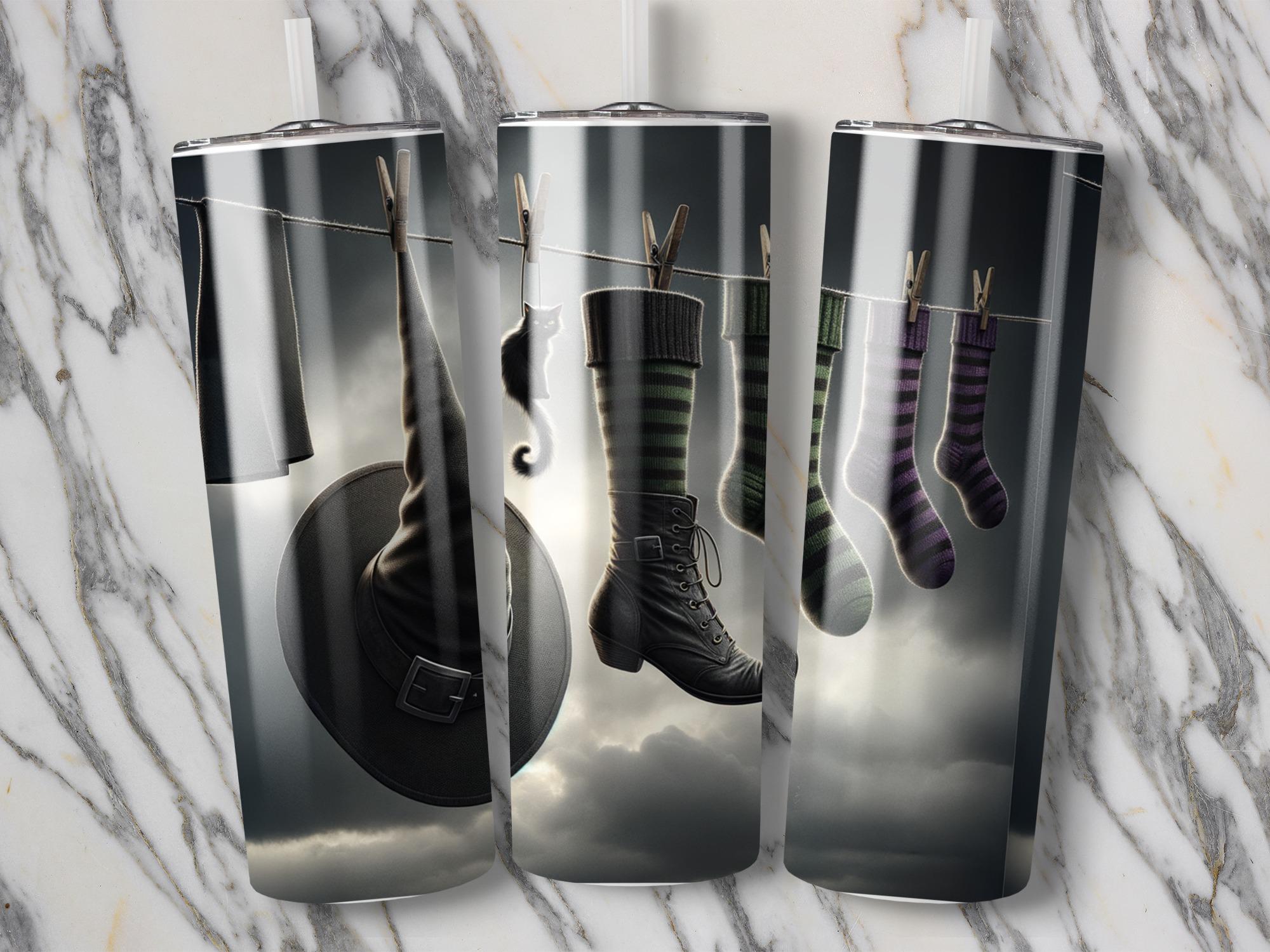 Witchy Laundry 20oz Tumbler Wrap: Halloween PNG Sublimation Design (Digital Download)
