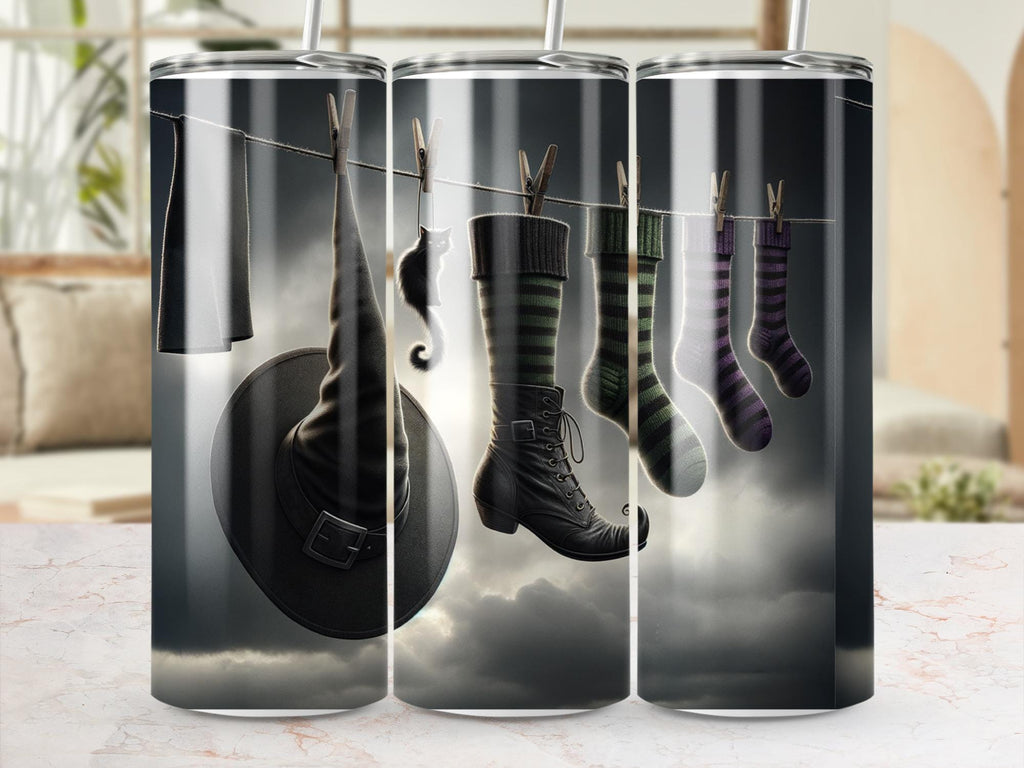 Witchy Laundry 20oz Tumbler Wrap: Halloween PNG Sublimation Design (Digital Download)