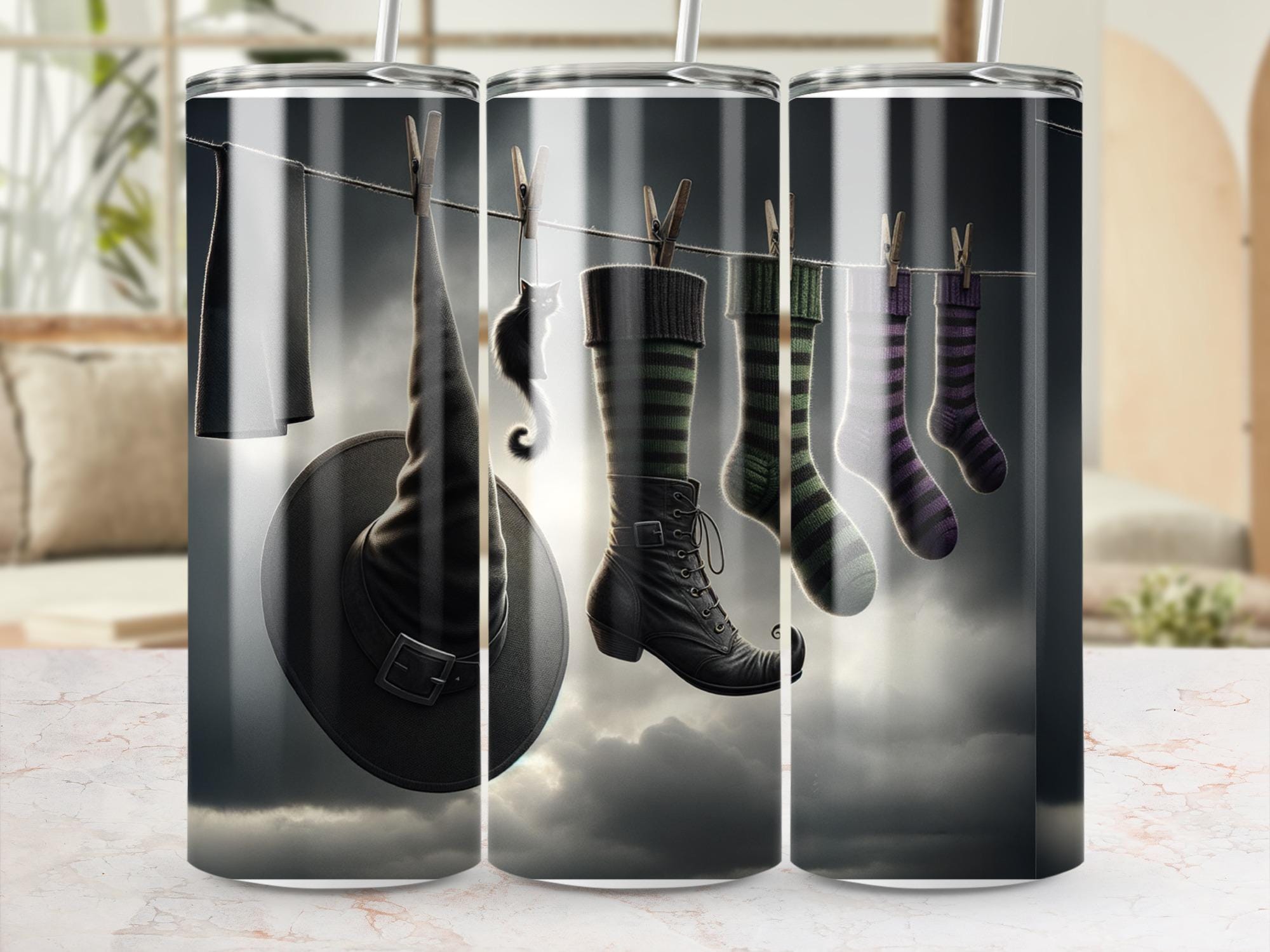 Witchy Laundry 20oz Tumbler Wrap: Halloween PNG Sublimation Design (Digital Download)