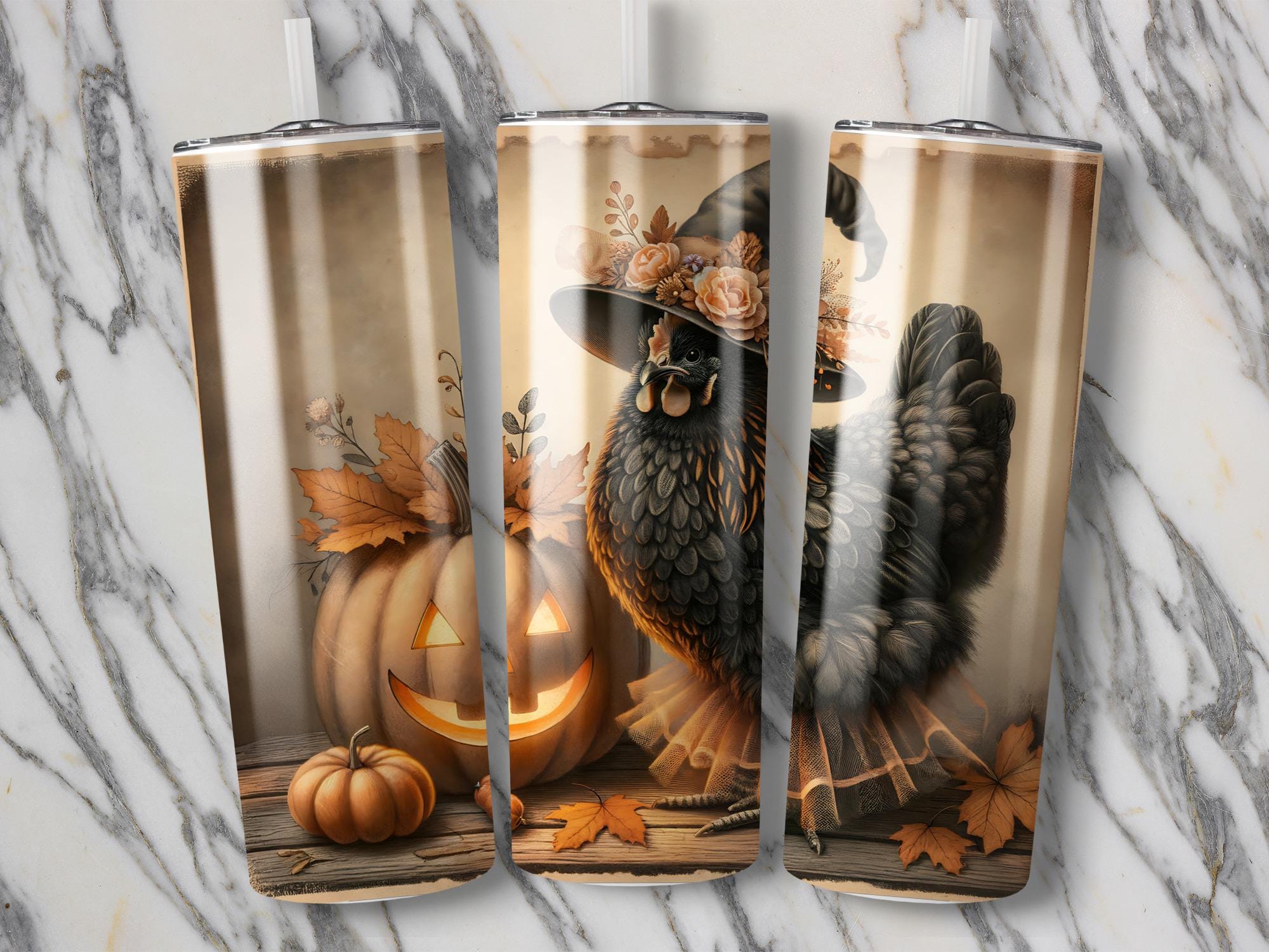 Witchy Chicken Halloween Tumbler Wrap: Fall Sublimation Design (Digital Download)